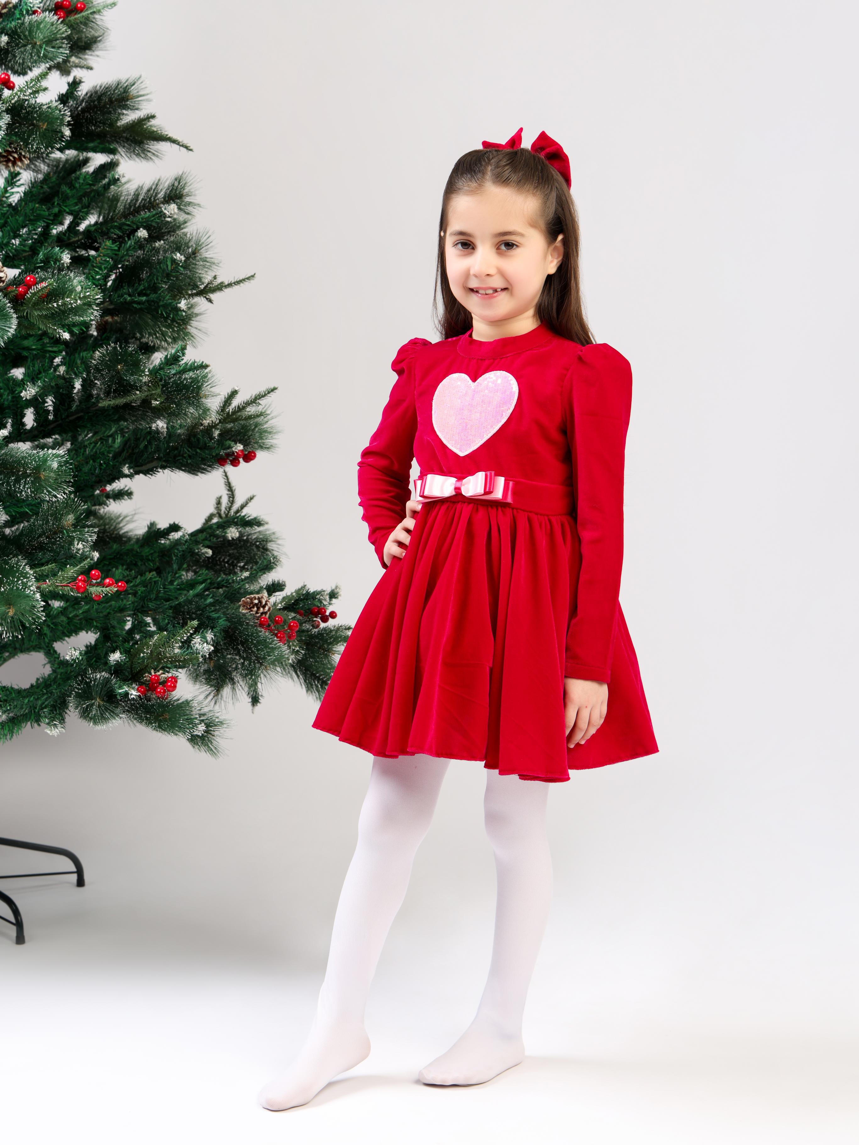 MAGENTA VELVET HEART DRESS