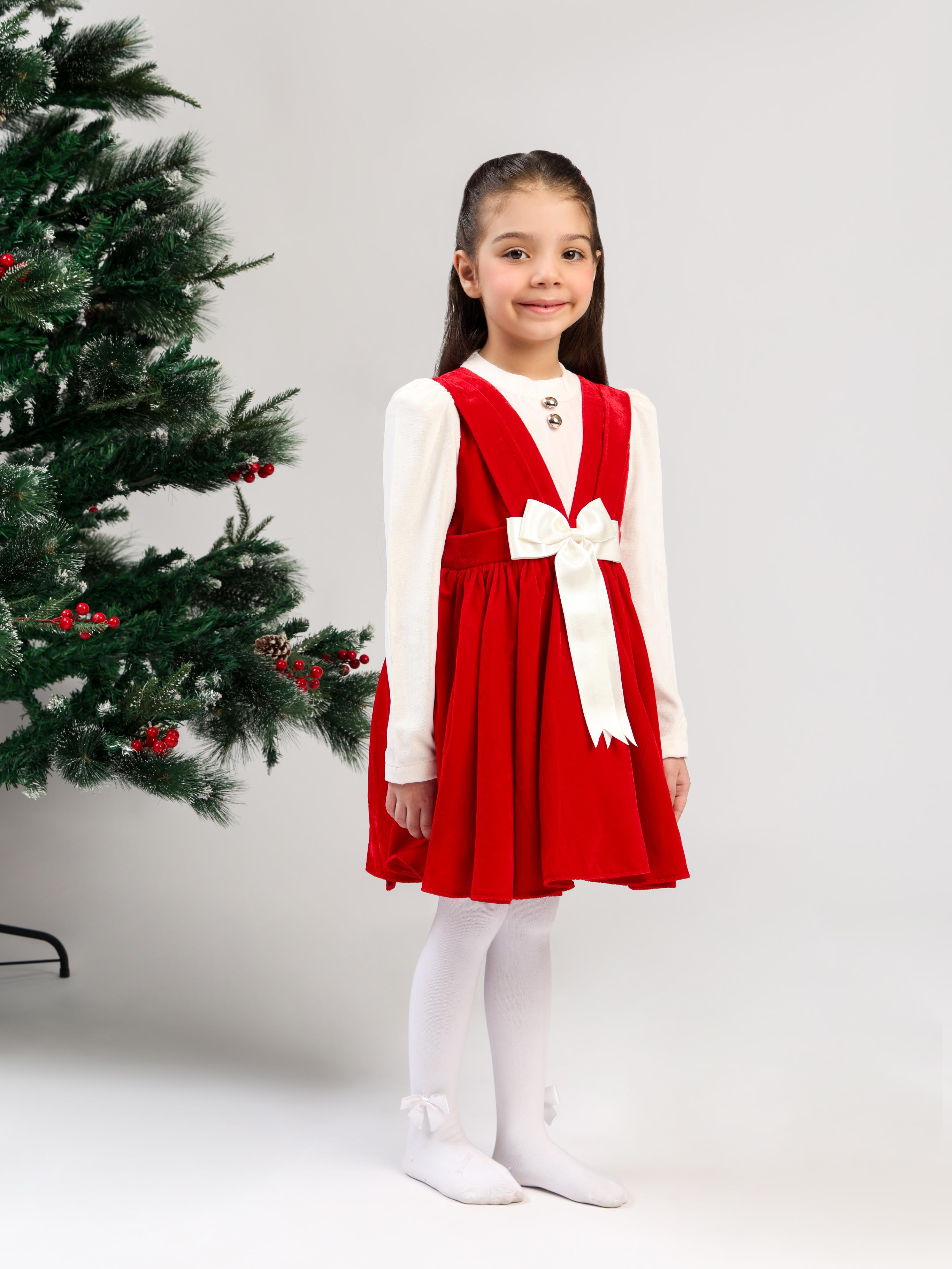 RED AND WHITE VELVET DRESS