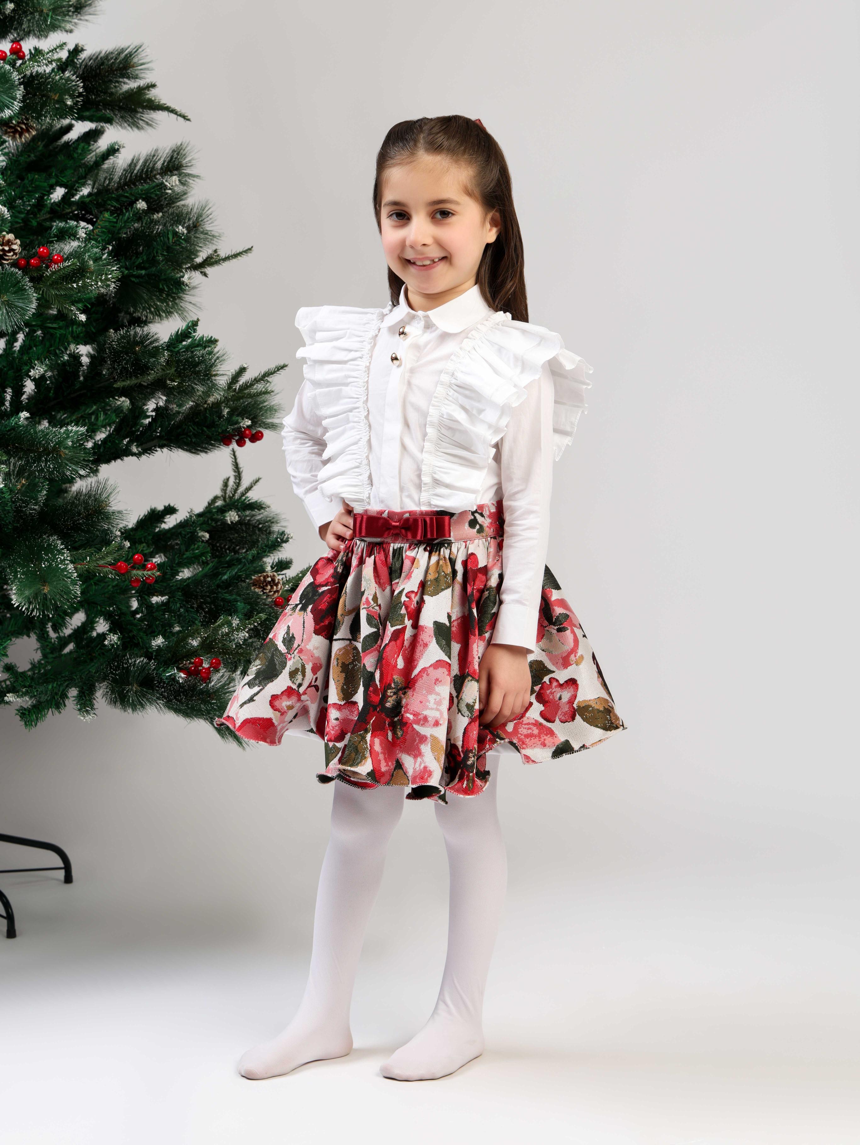 CHERRY FLORAL SKIRT SET