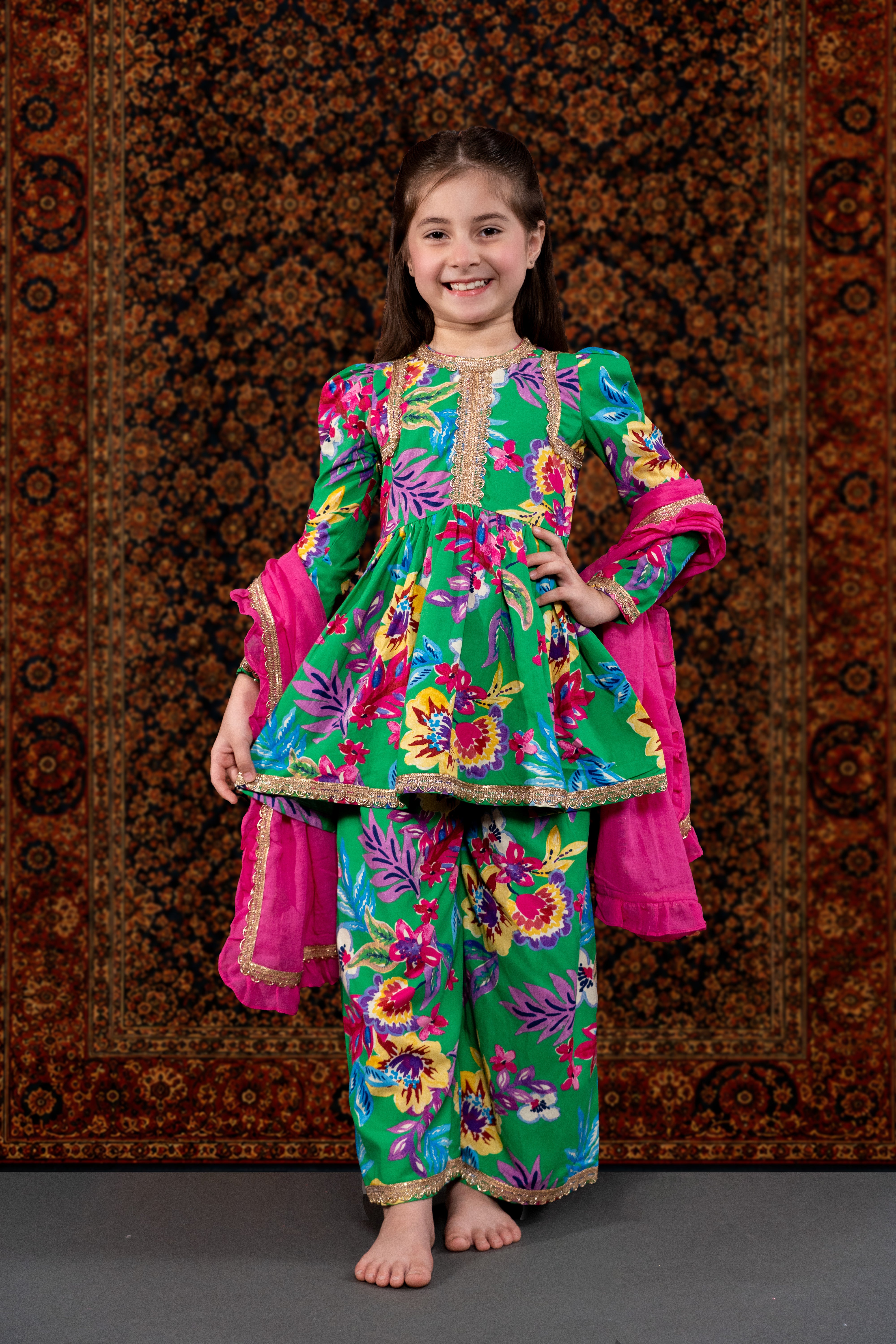 AAMNA - A DARK GREEN COTTON SUIT SET