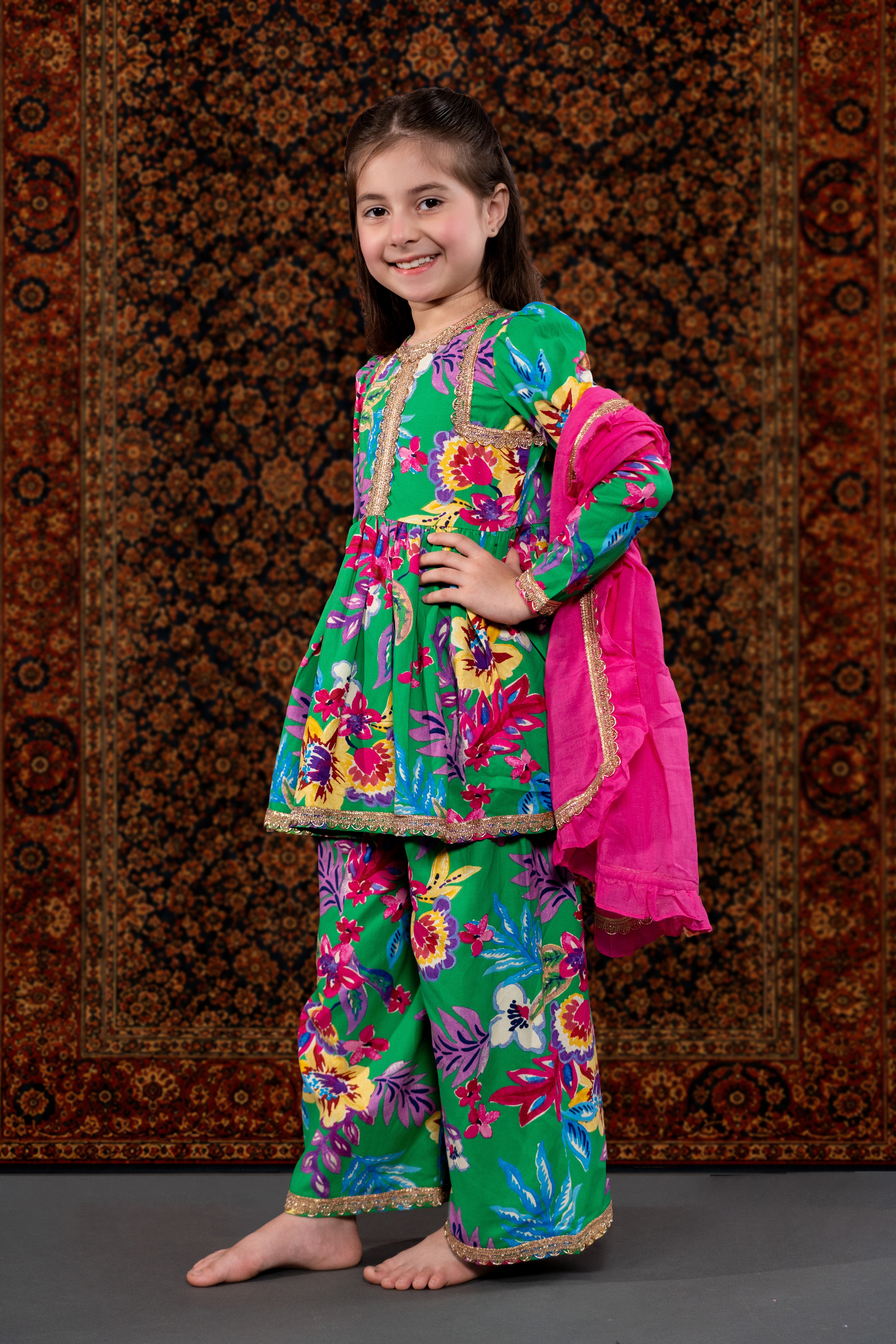 AAMNA - A DARK GREEN COTTON SUIT SET