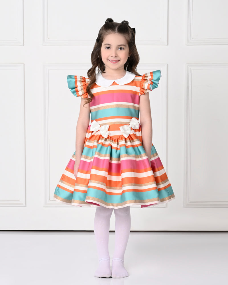 Stripes BonBon Bow Dress-Multi