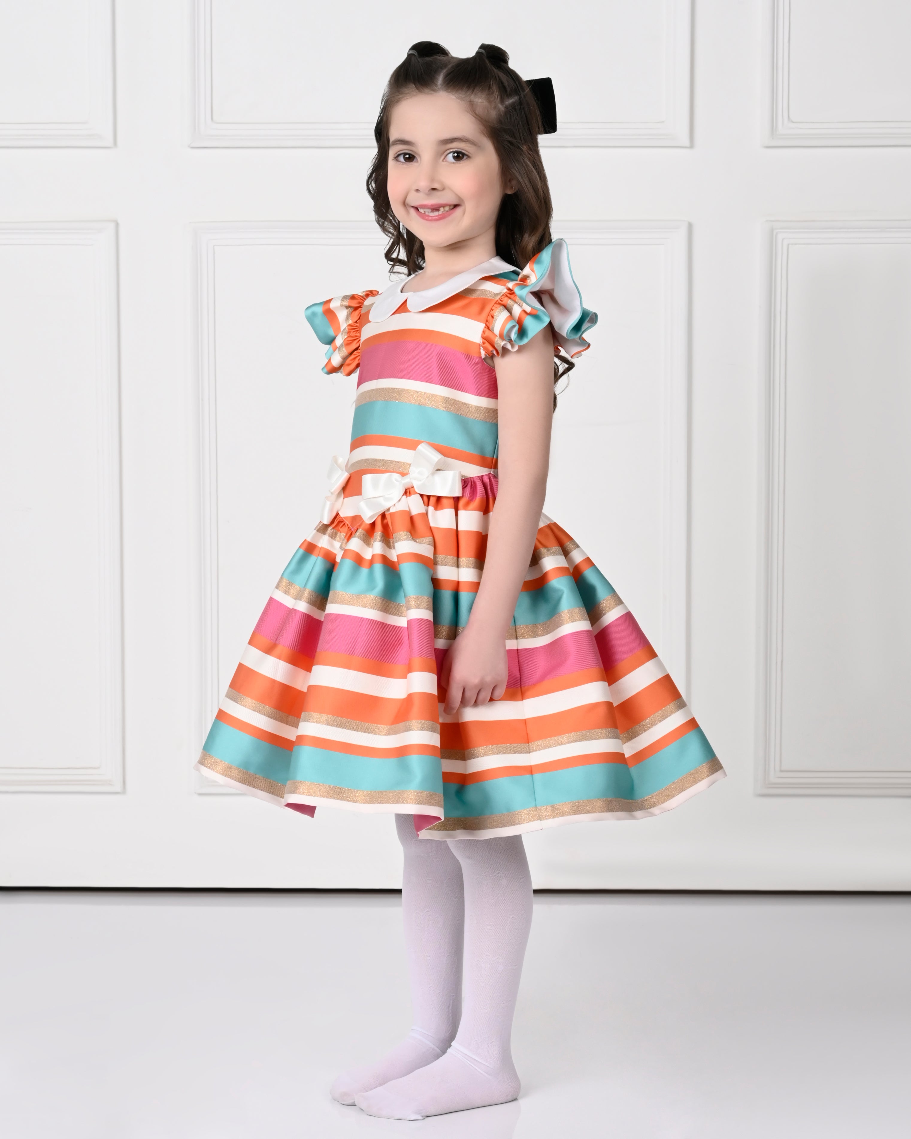 Stripes BonBon Bow Dress-Multi