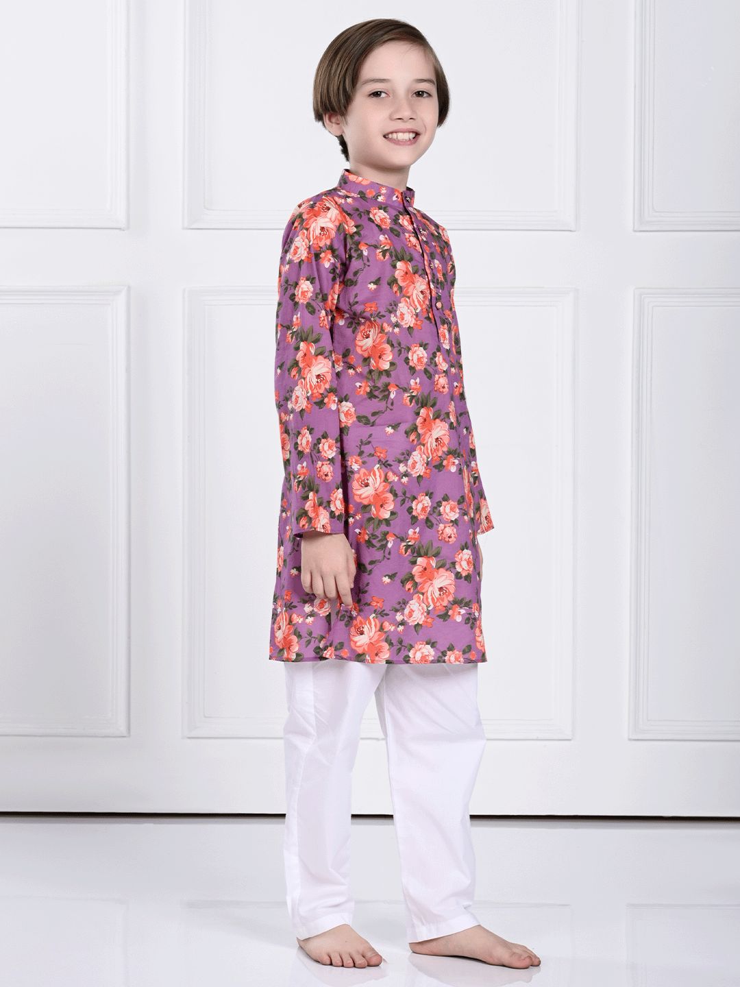 Sam - Purple Floral Kurta Pajama Set