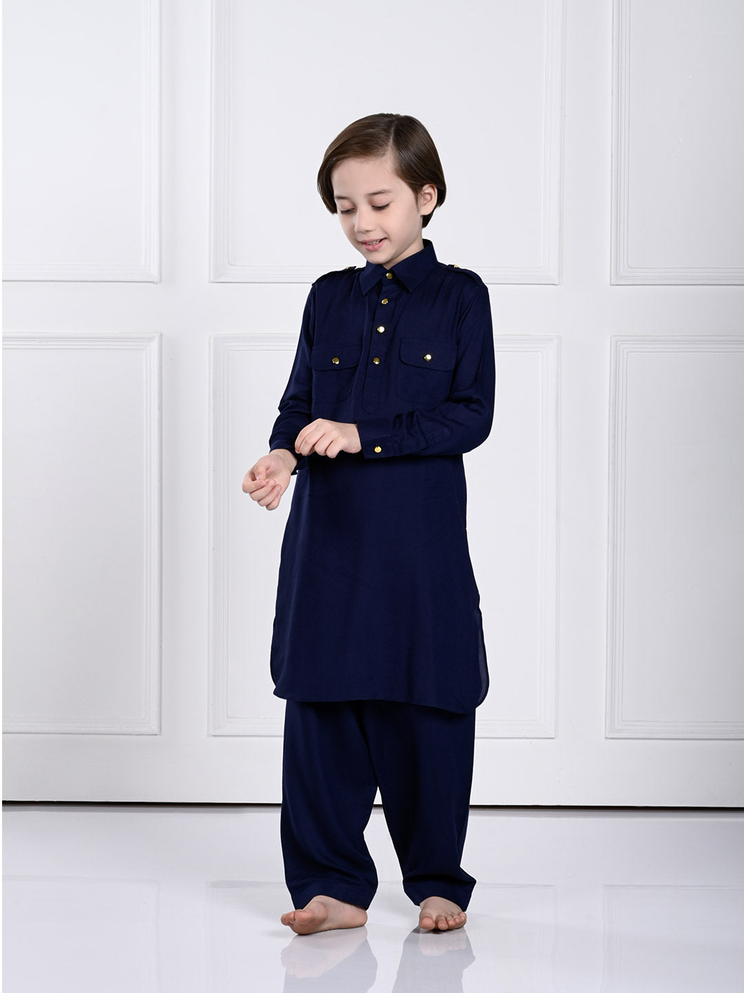 Neel - Navy Blue Pathani Kurta Pajama Set