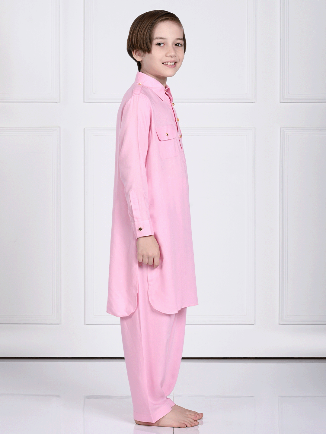 Aariv - Pink Pathani Kurta Pajama Set