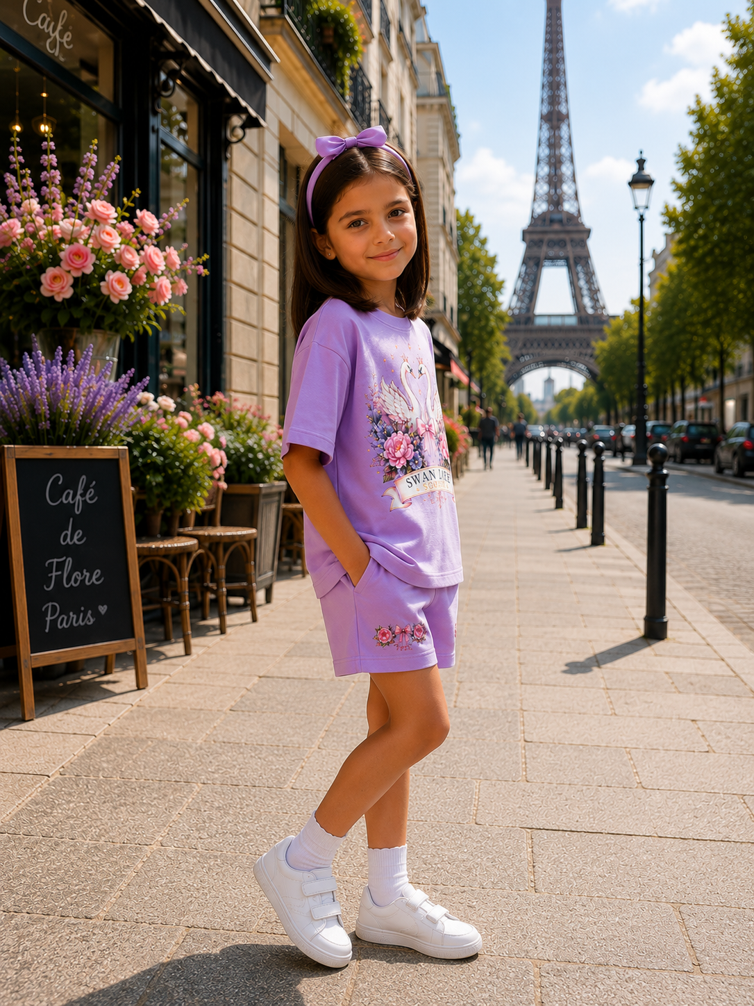 OVERSIZED LAVENDER  SWAN CO-ORD SET