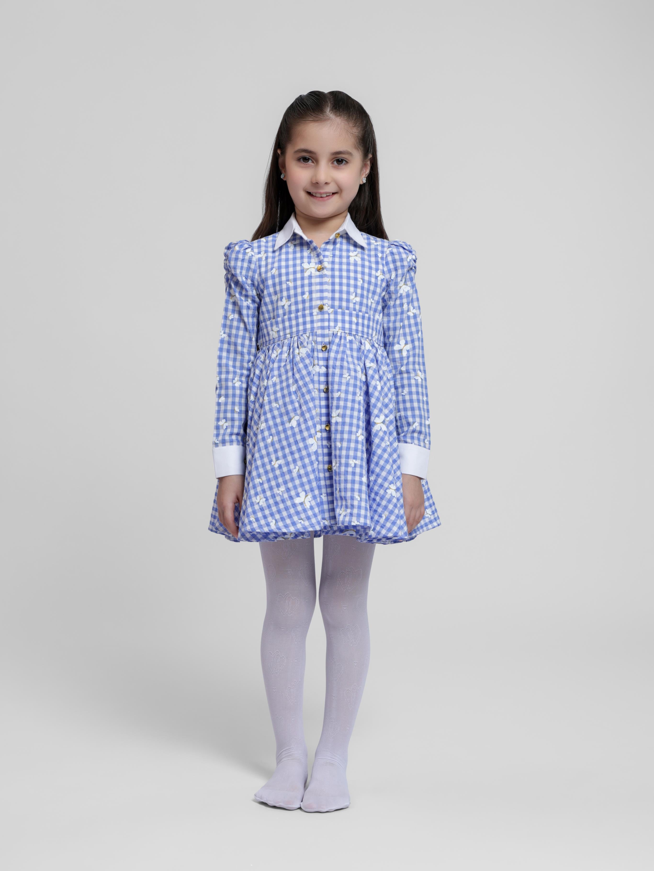 BLUE BUTTERFLY SHIRT DRESS