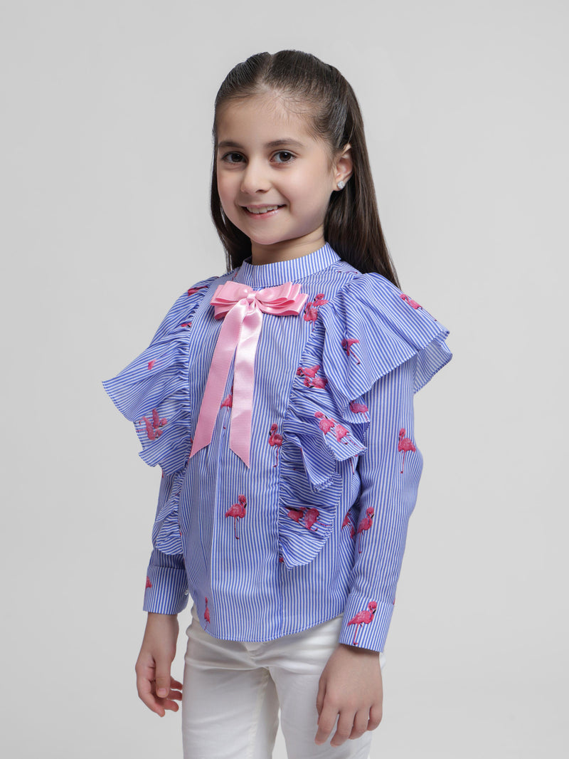 FLAMINGO & STRIPES  TOP