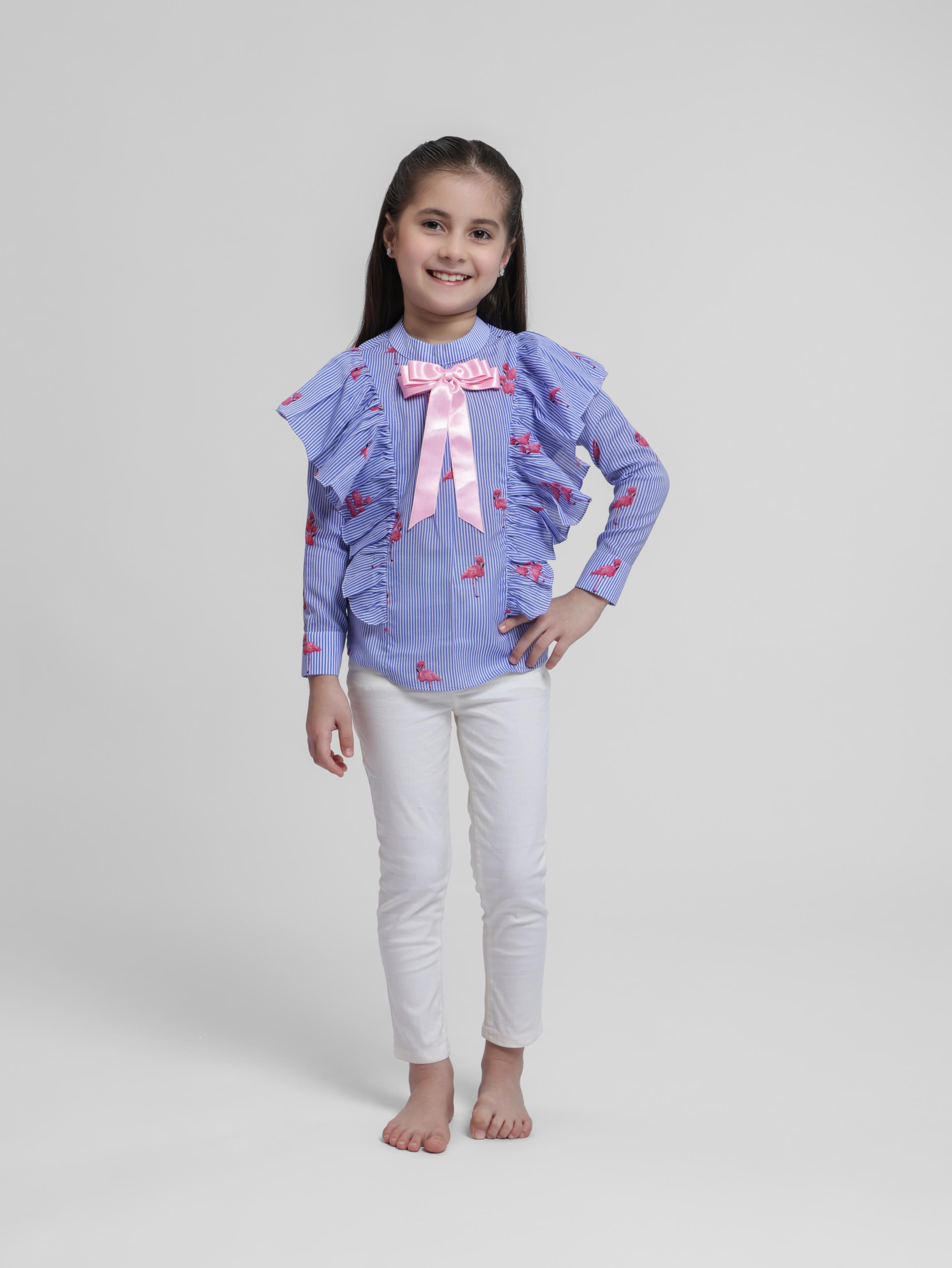 FLAMINGO & STRIPES  TOP