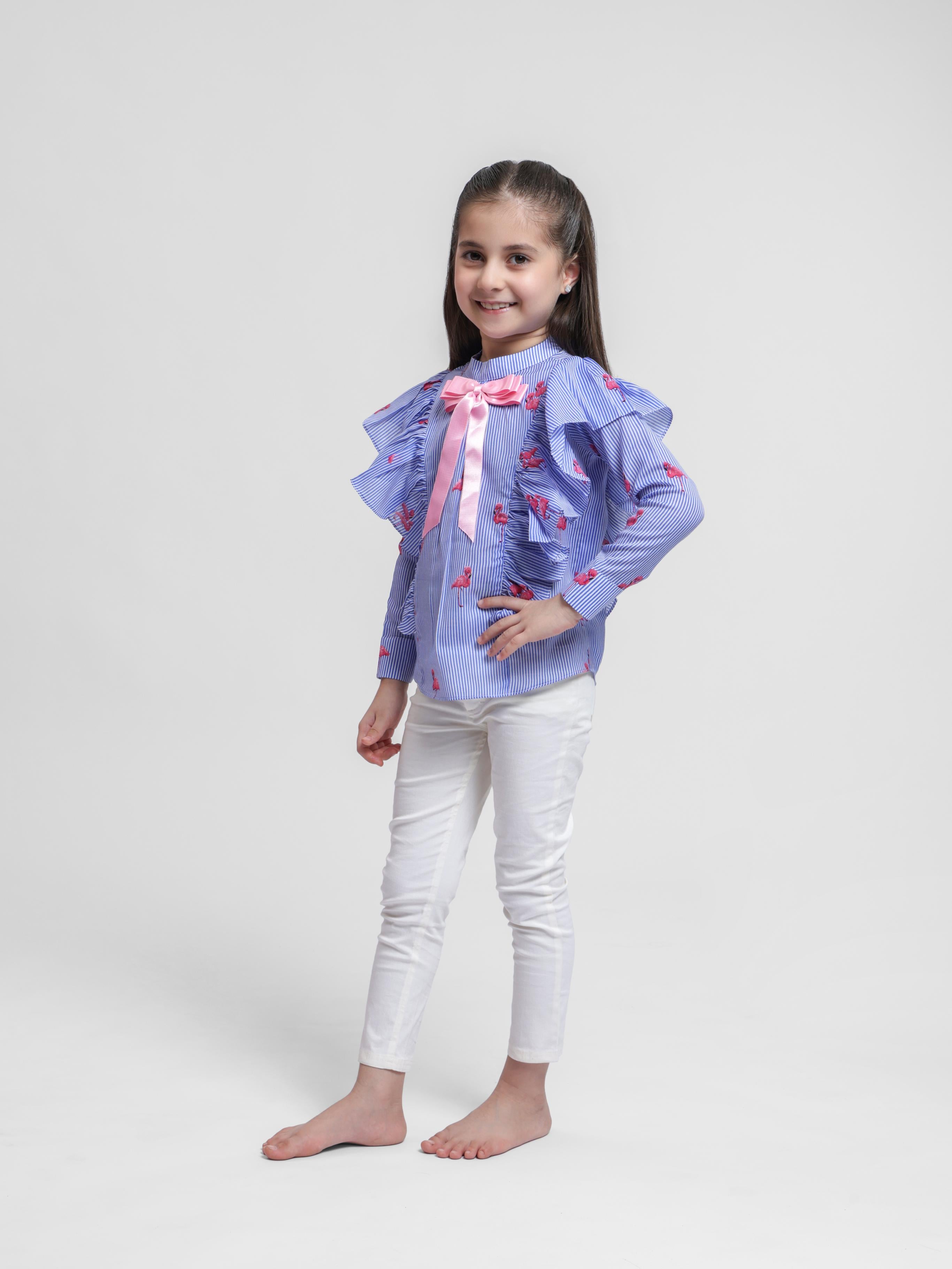 FLAMINGO & STRIPES  TOP