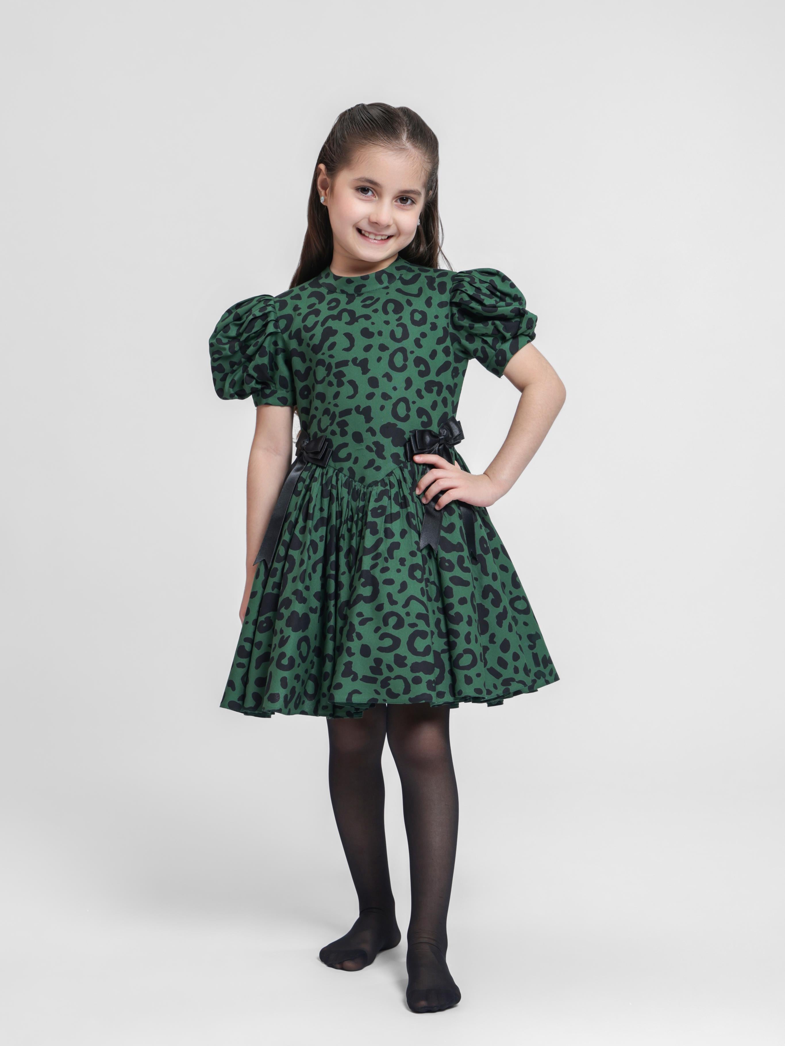 GREEN LEOPARD DRESS