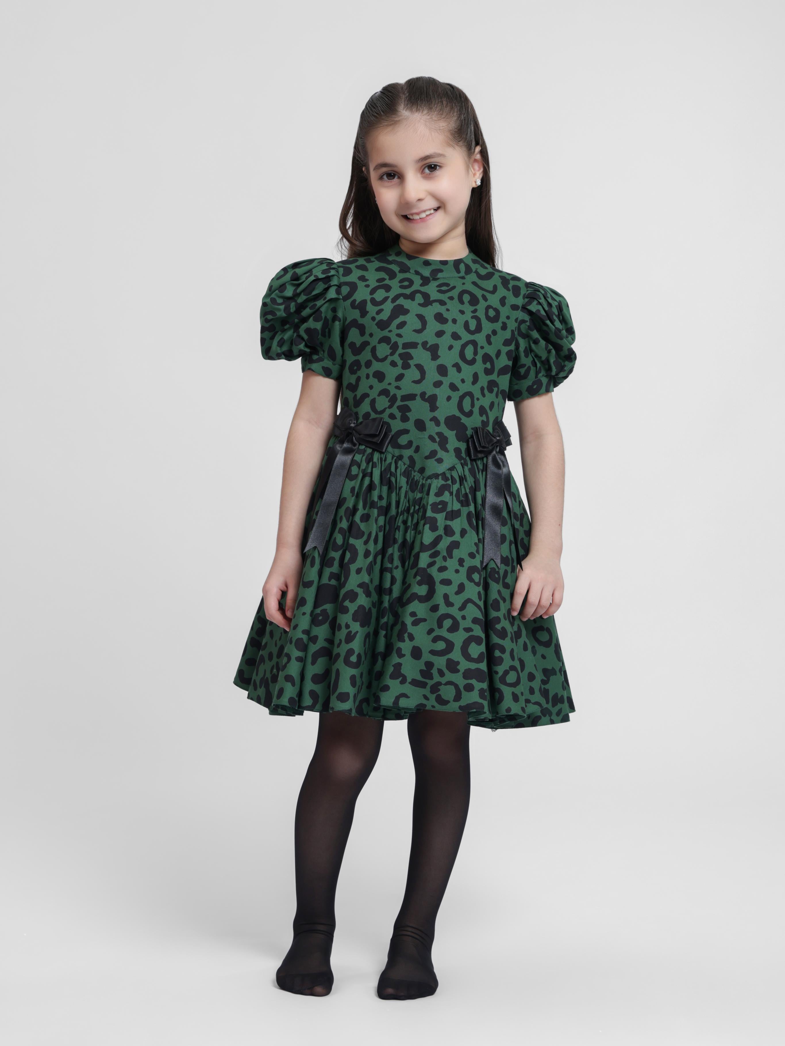 GREEN LEOPARD DRESS