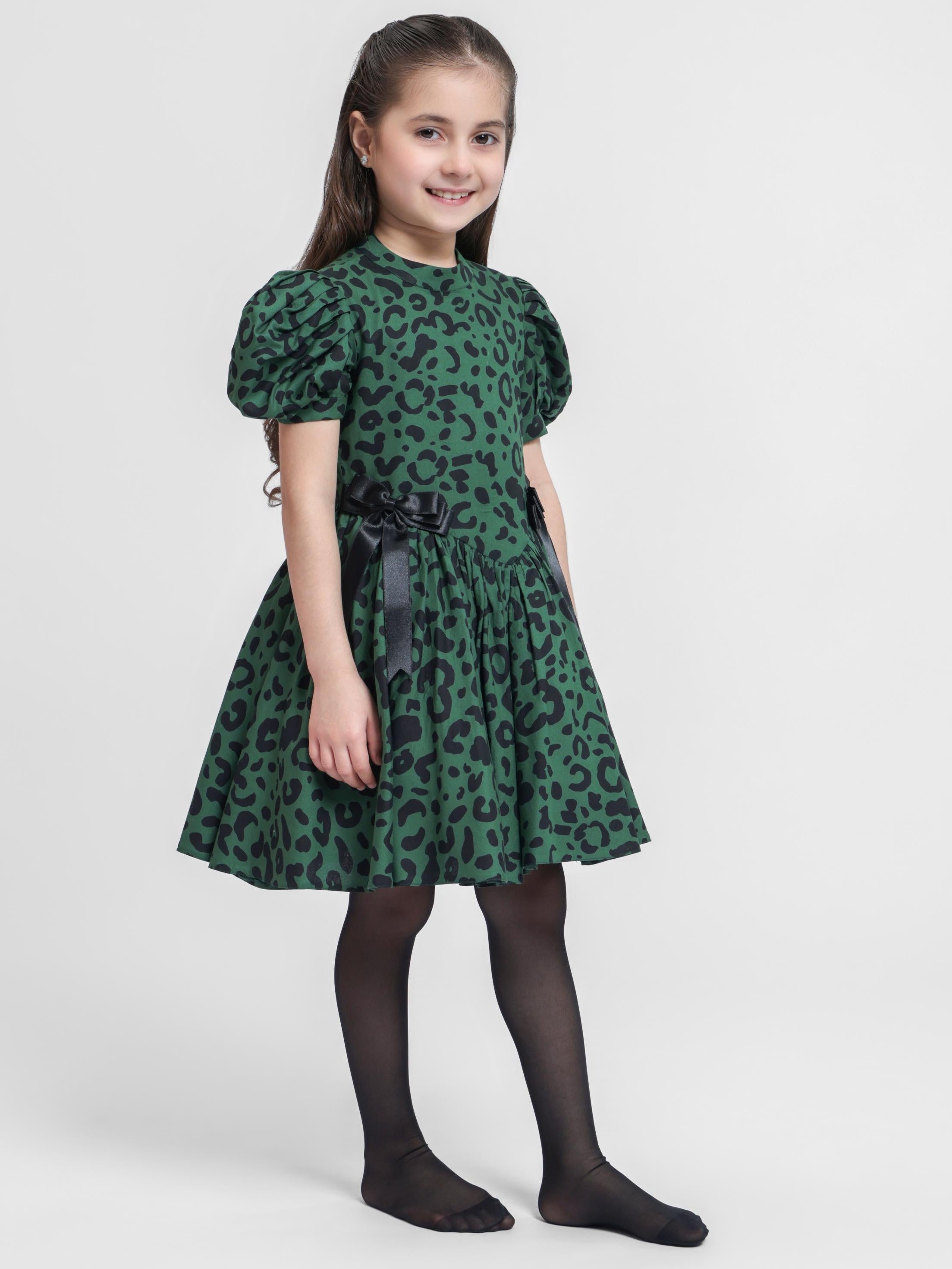 GREEN LEOPARD DRESS