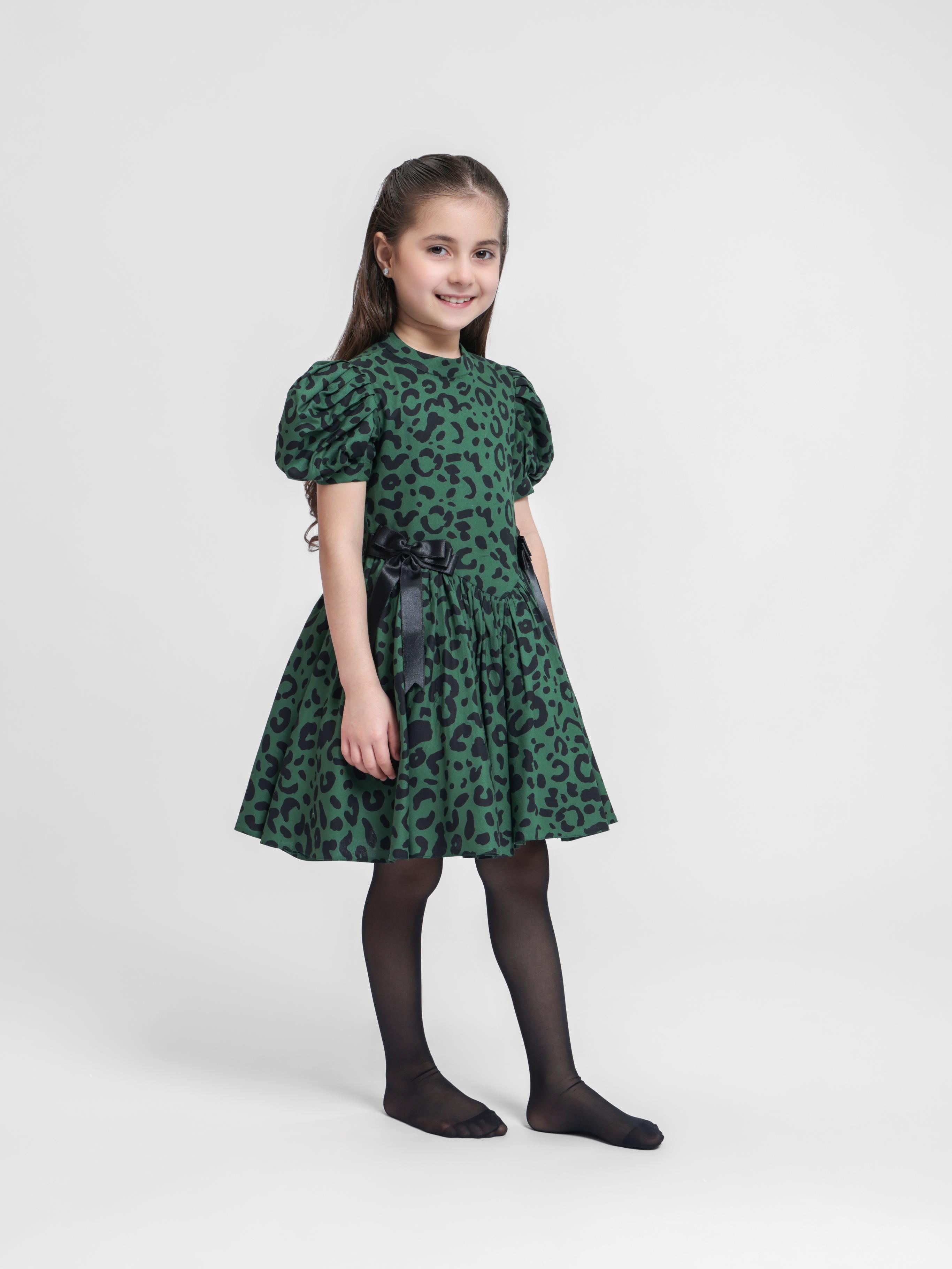GREEN LEOPARD DRESS