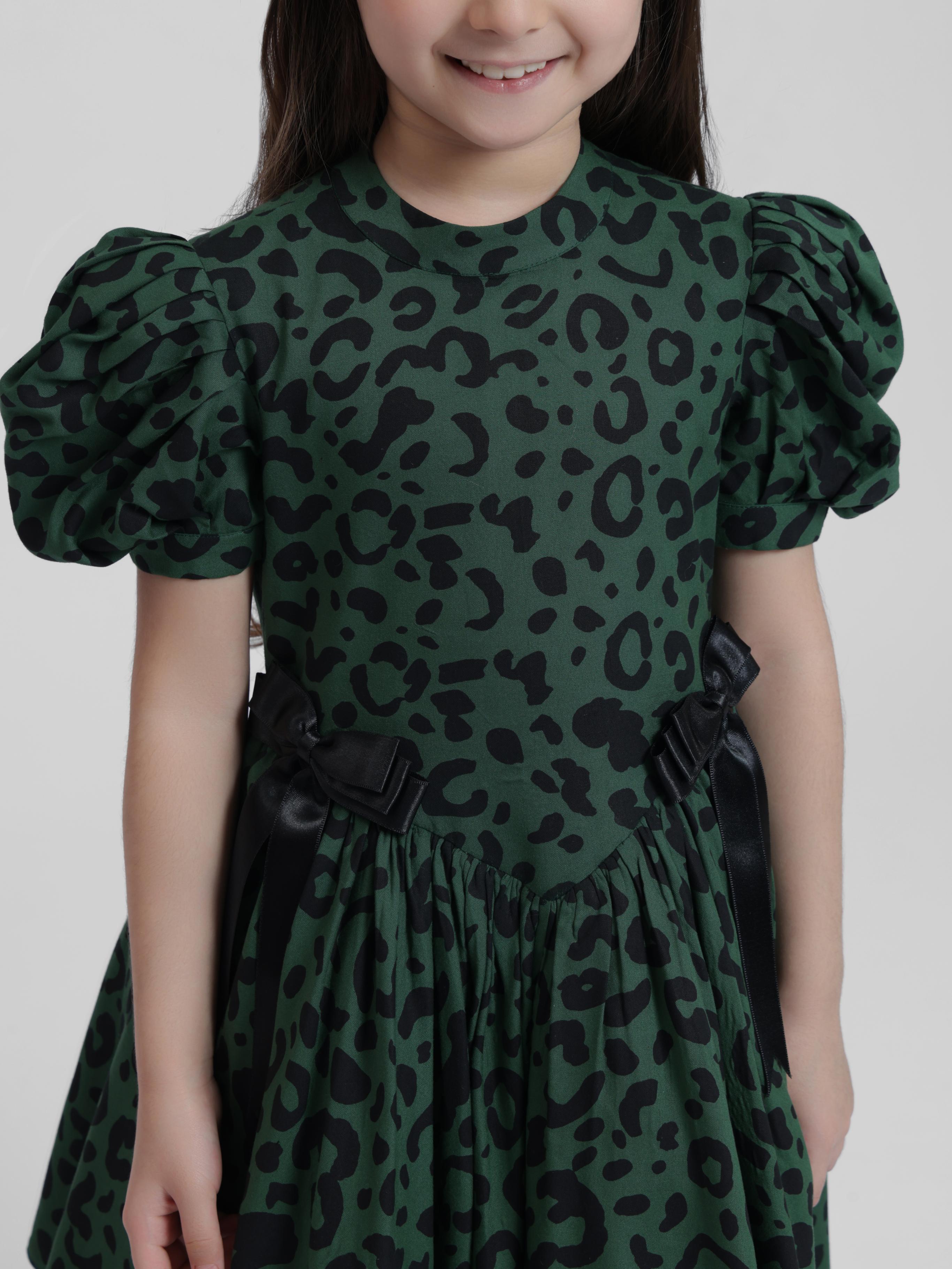 GREEN LEOPARD DRESS