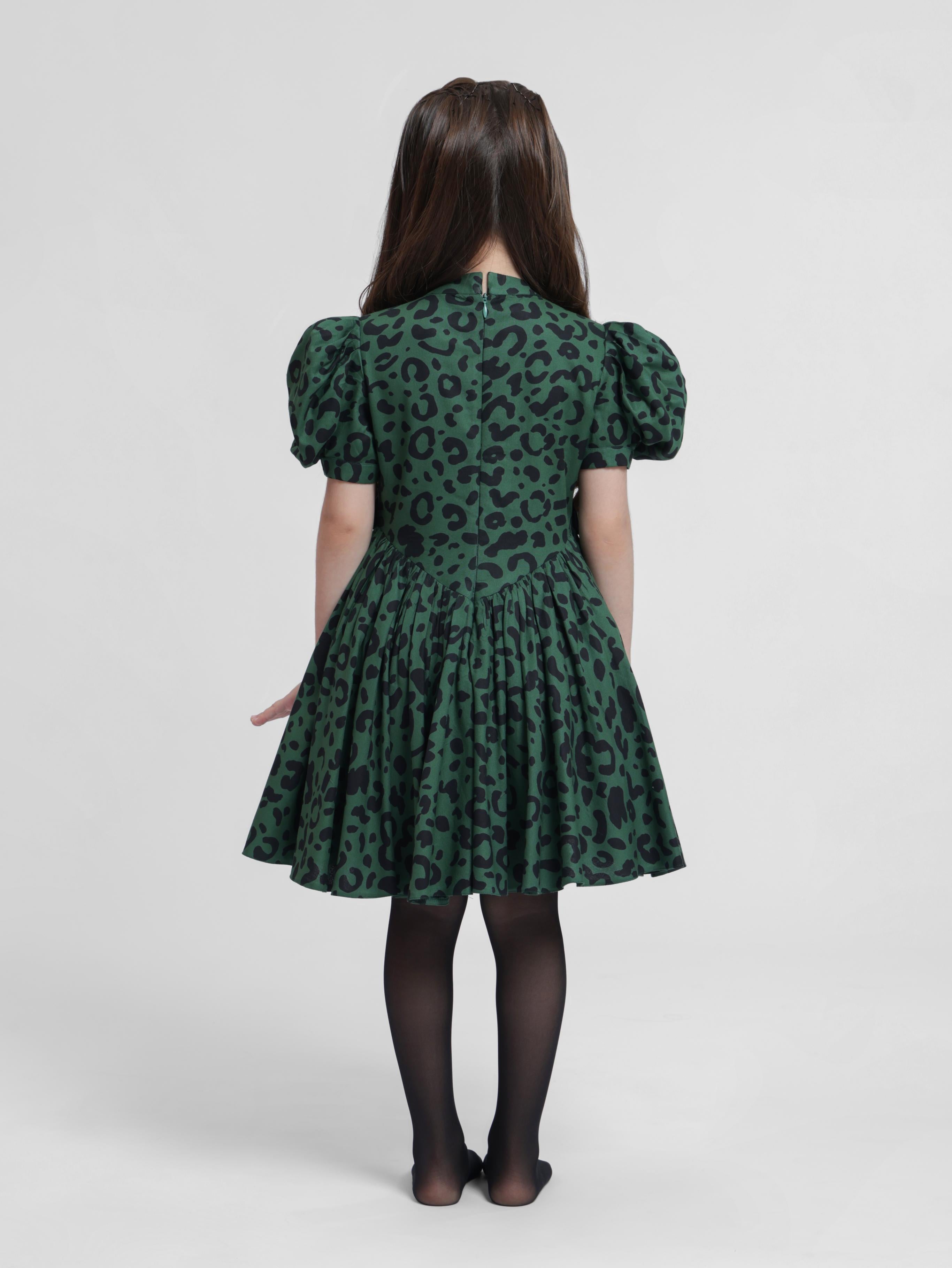 GREEN LEOPARD DRESS