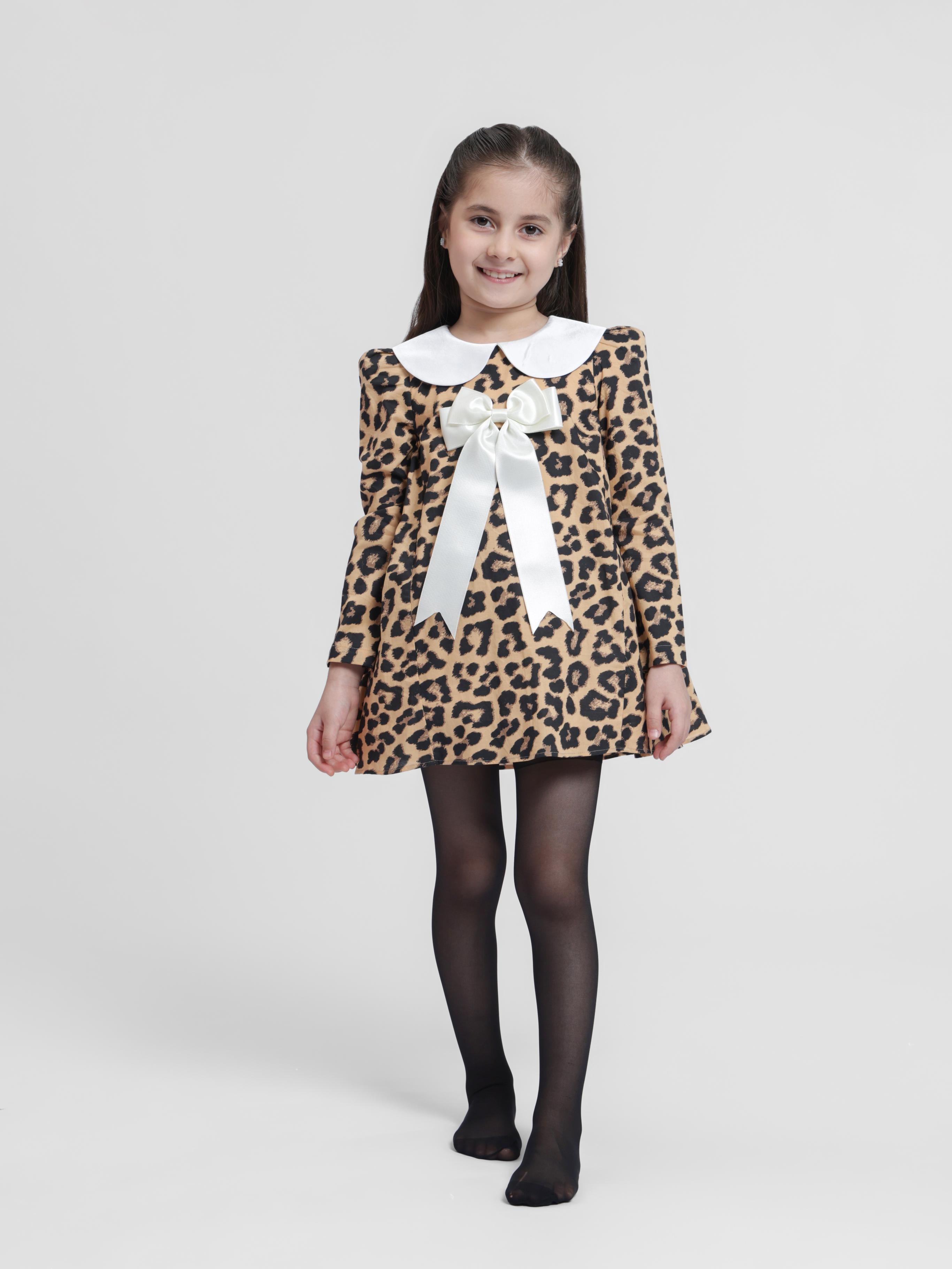BROWN LEOPARD - FULL SLEEVES DRESS