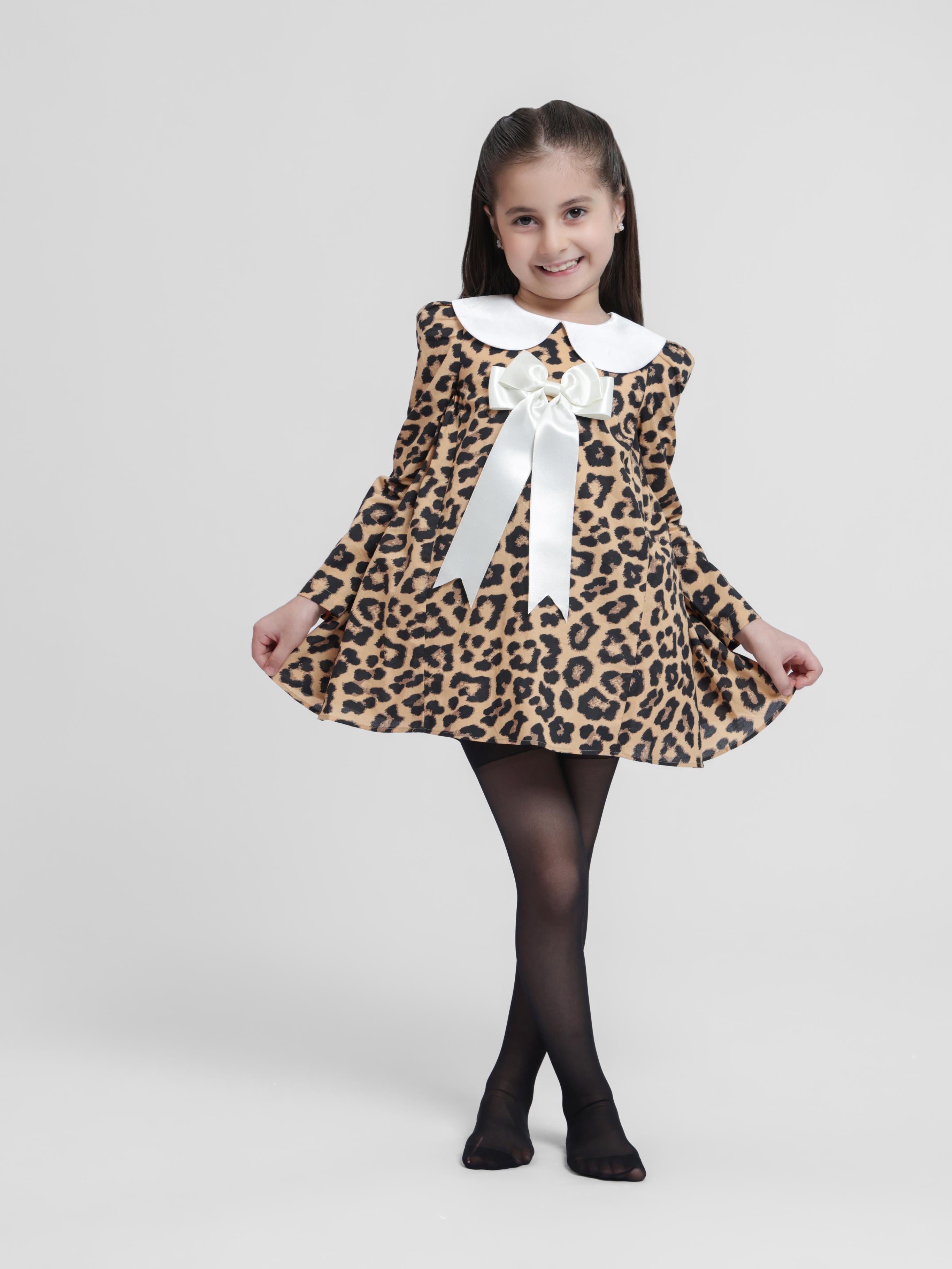 BROWN LEOPARD - FULL SLEEVES DRESS