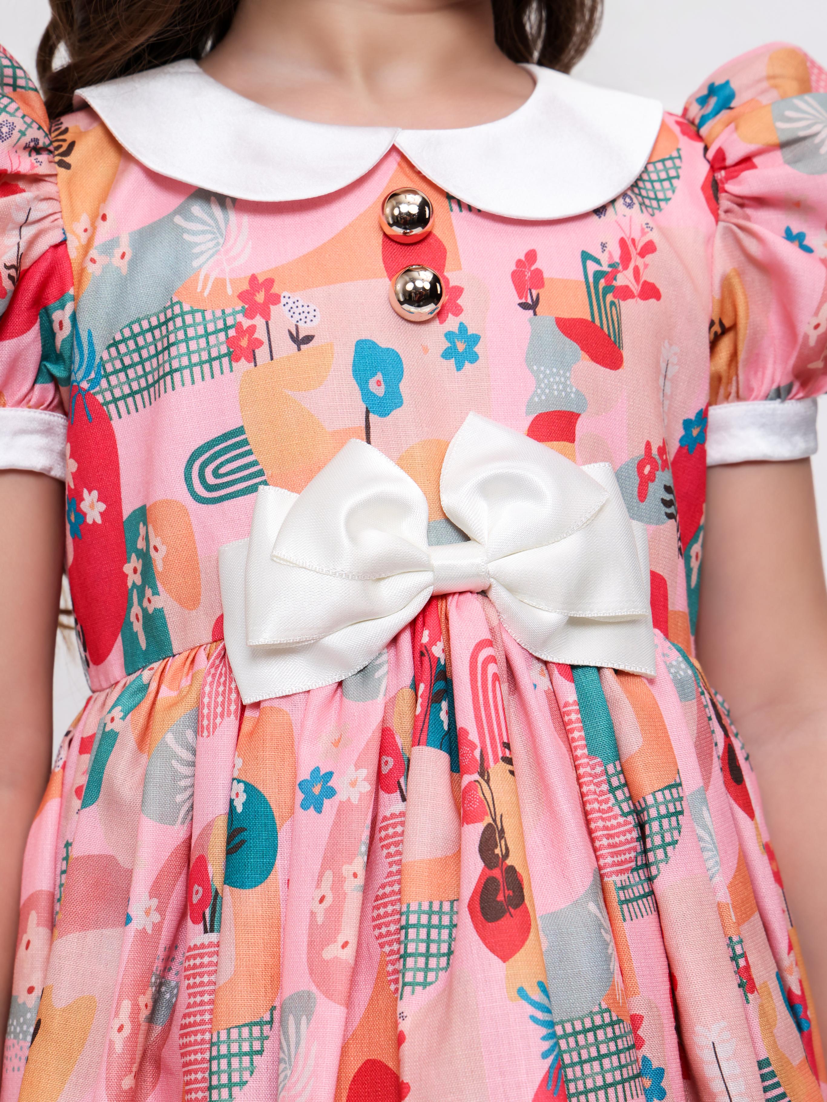 Peach Abstract Print dress