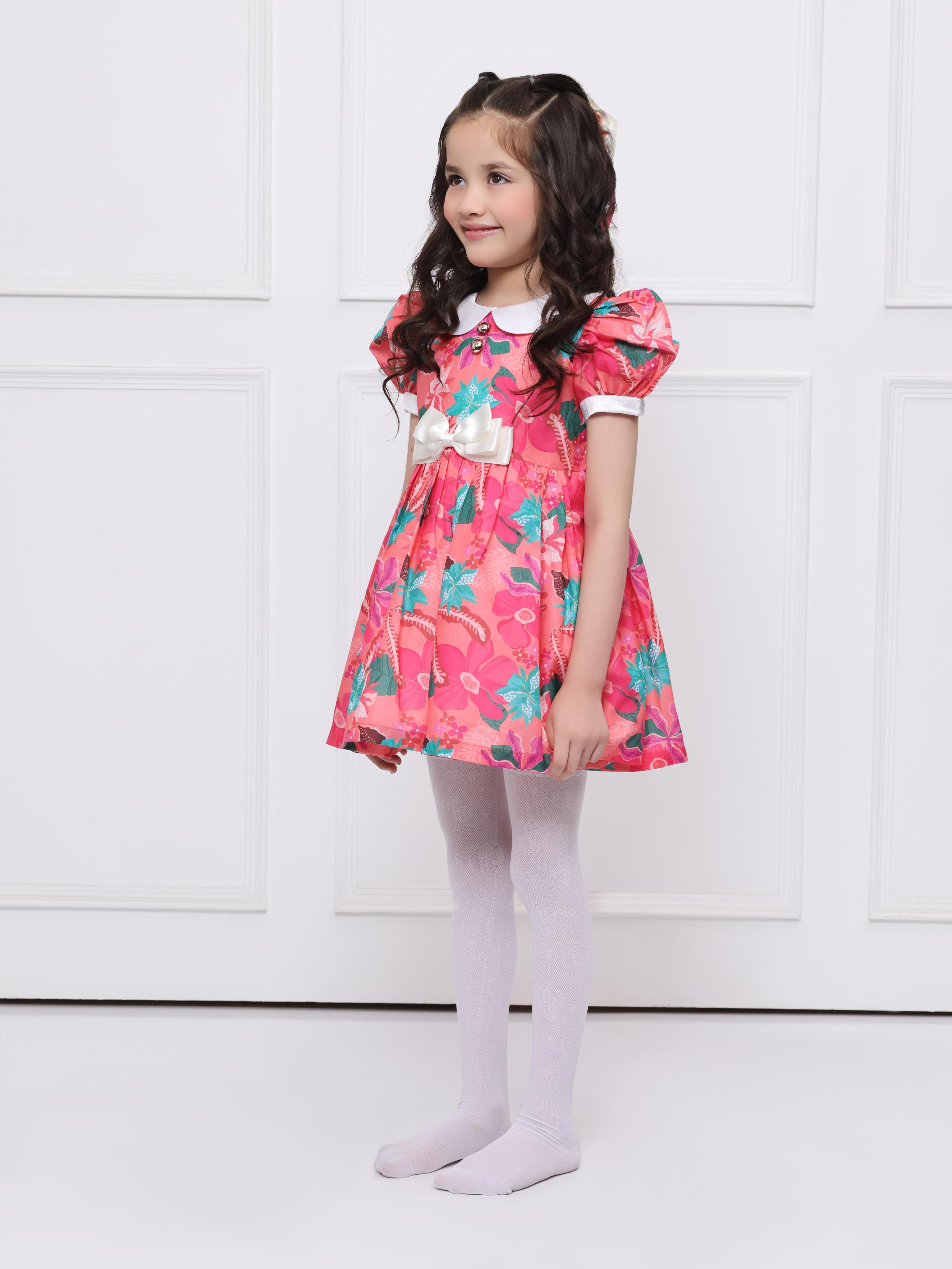 Coral Abstract Print dress