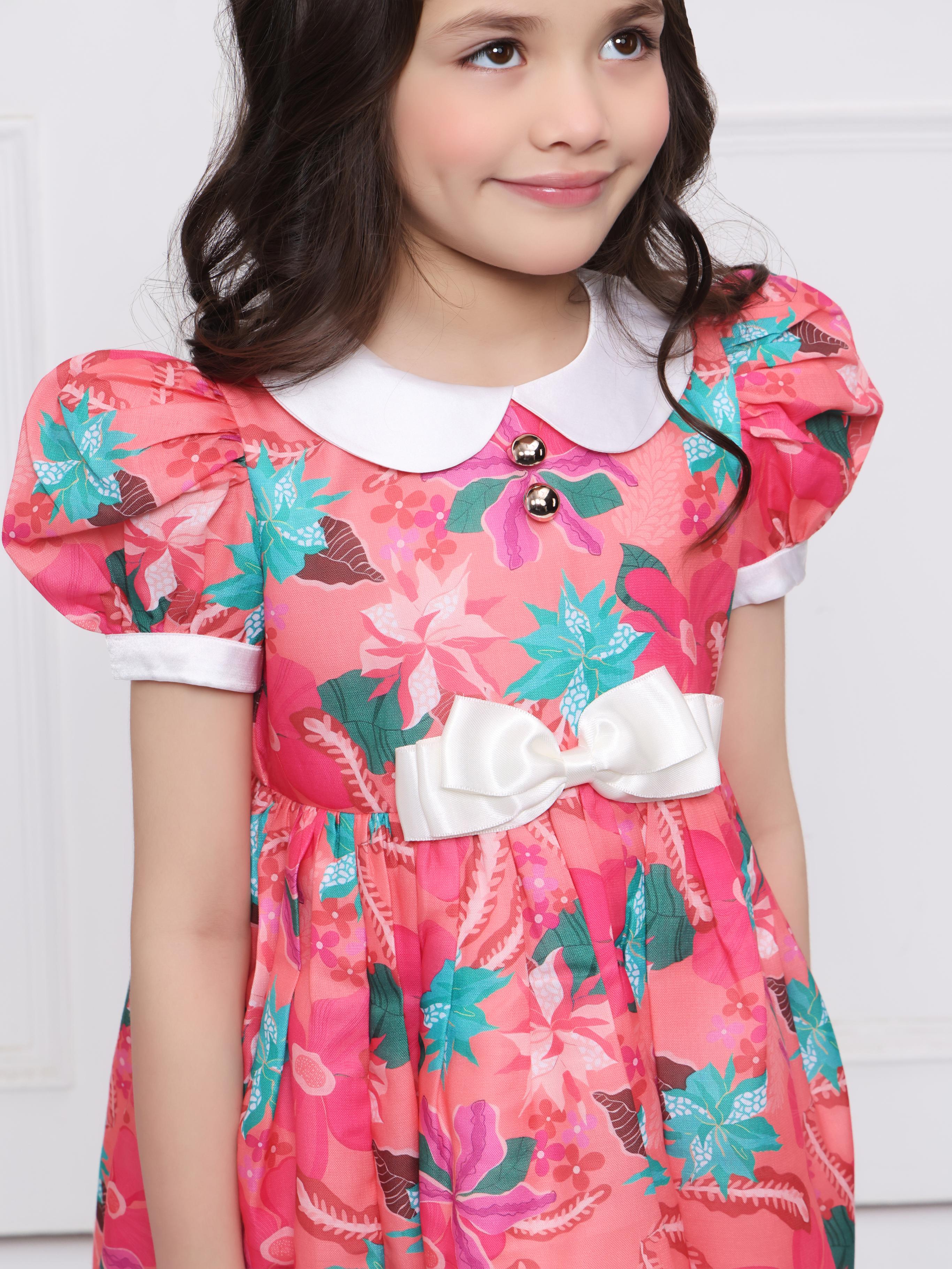 Coral Abstract Print dress