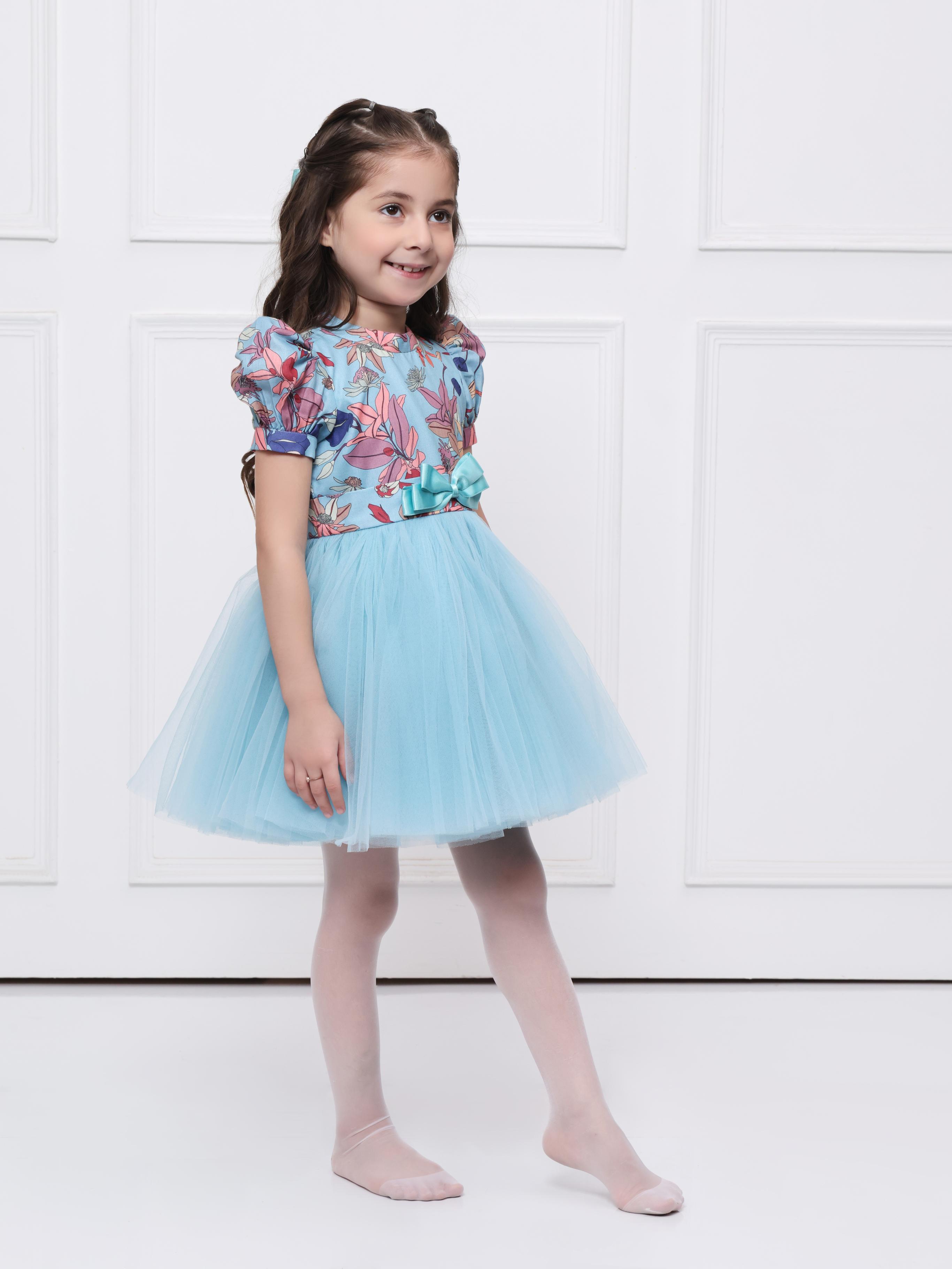 Blue floral net dress