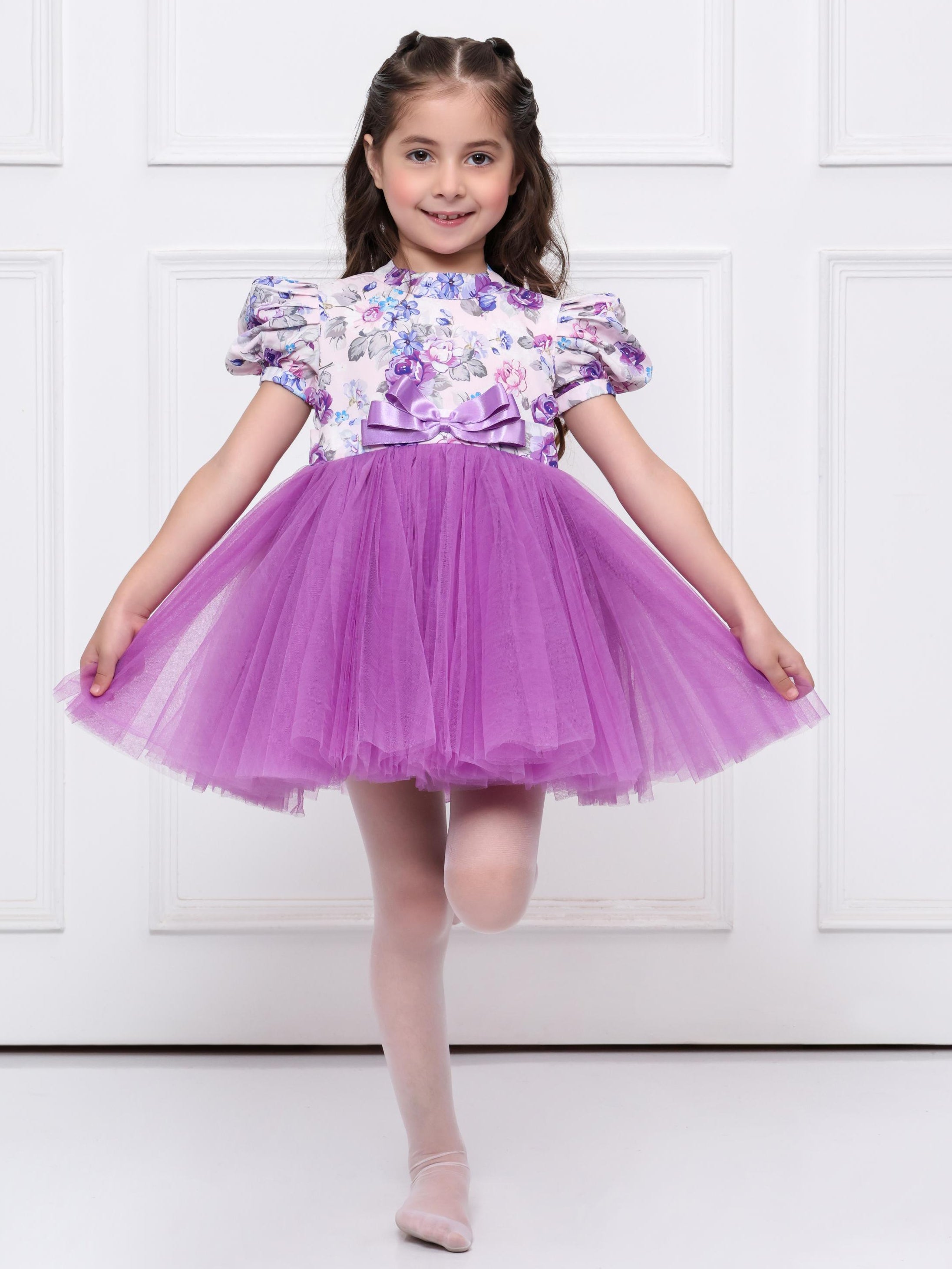 Purple Floral Net Dress