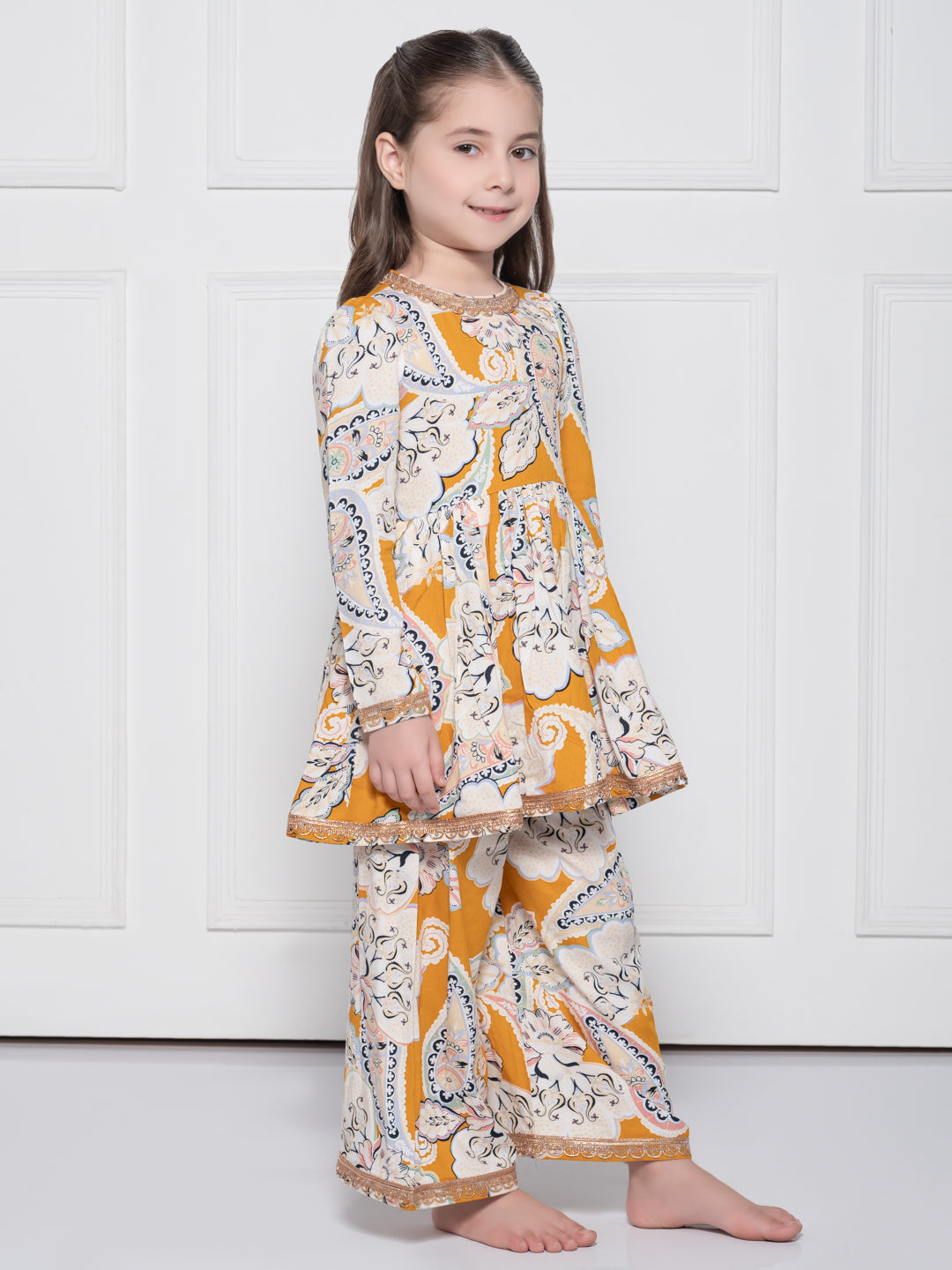 Yellow Paisley - A Yellow Rayon Suit for Girls