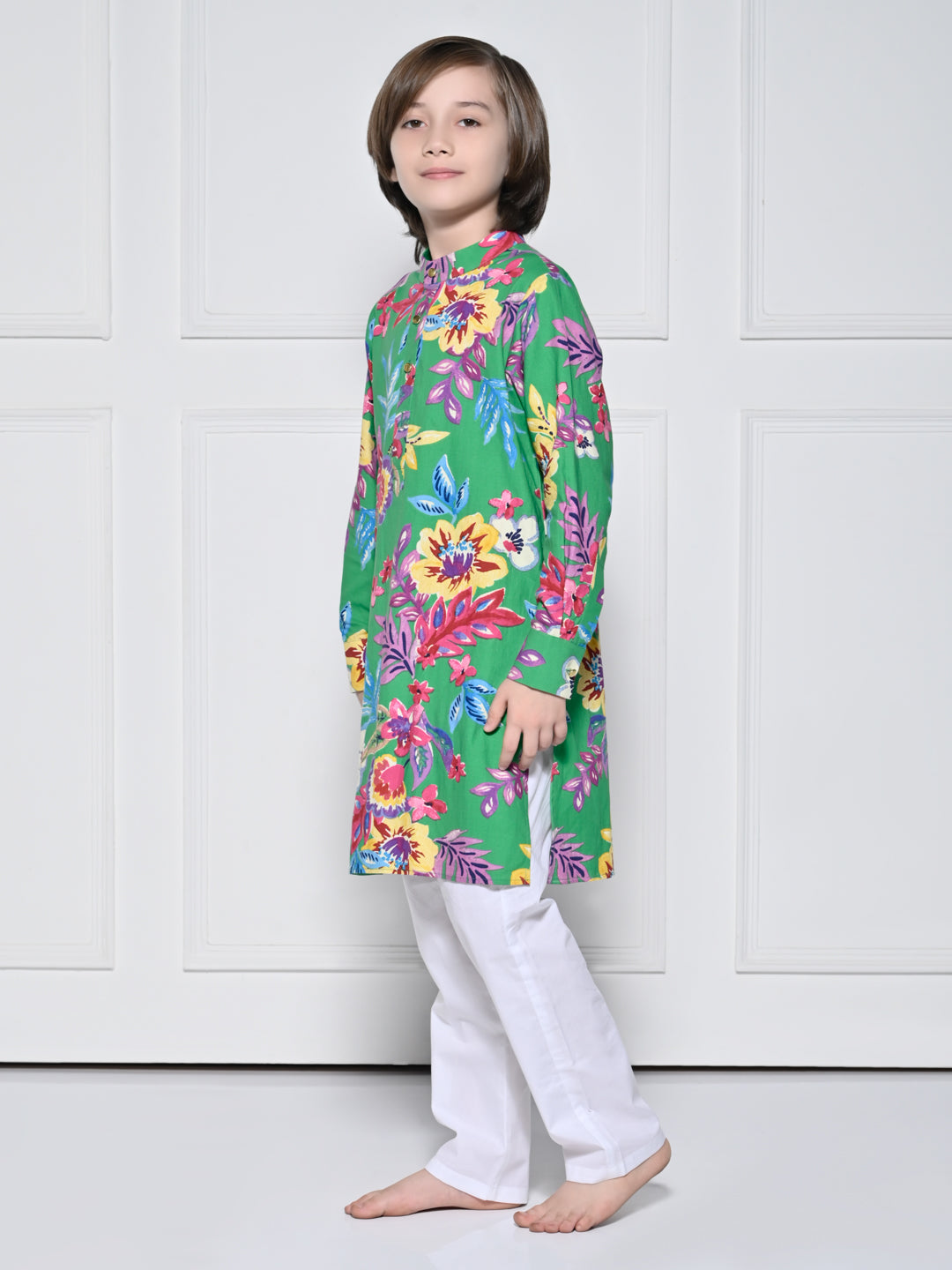 Green floral – A Green Floral kurta set for boys