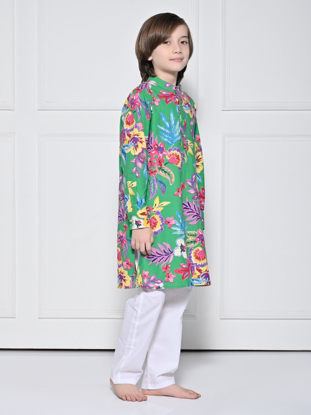 Green floral – A Green Floral kurta set for boys