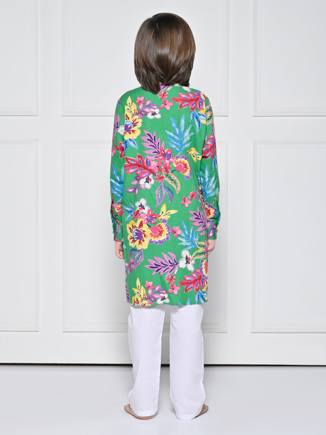 Green floral – A Green Floral kurta set for boys