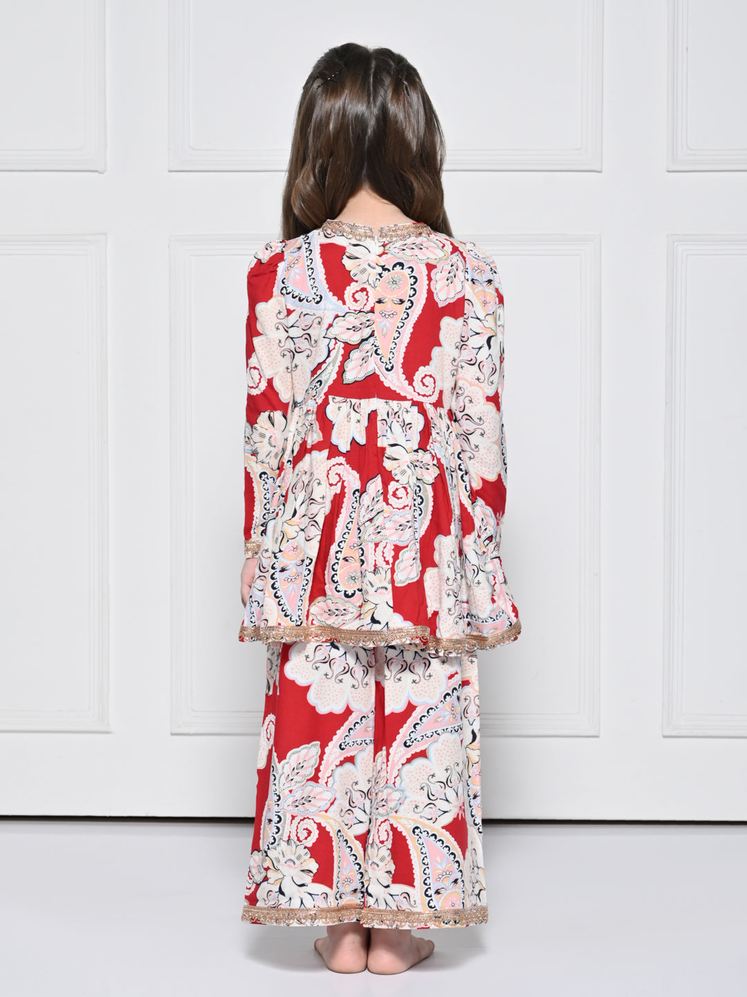 Red Paisley – A Red Rayon Suit for Girls