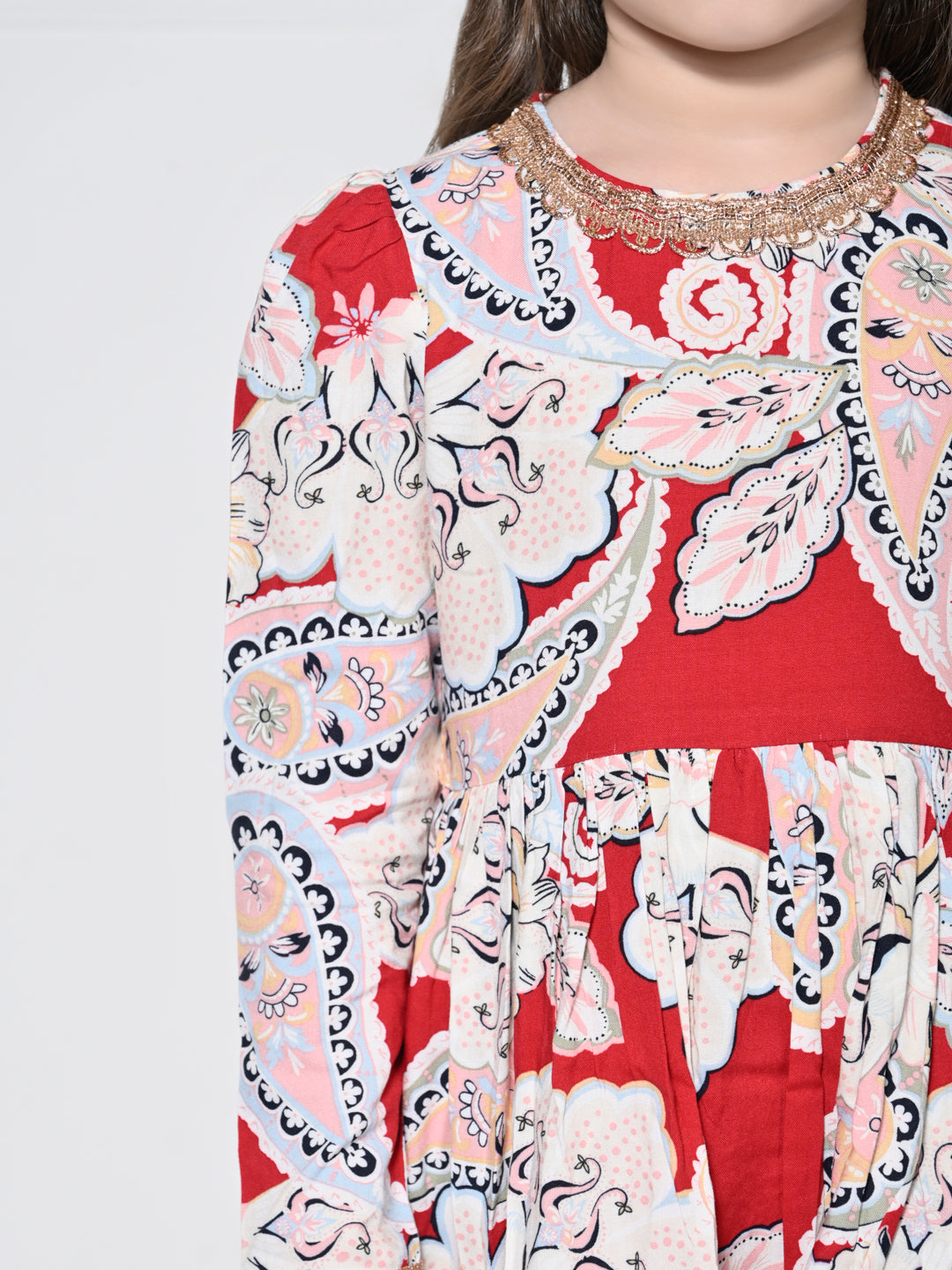 Red Paisley – A Red Rayon Suit for Girls