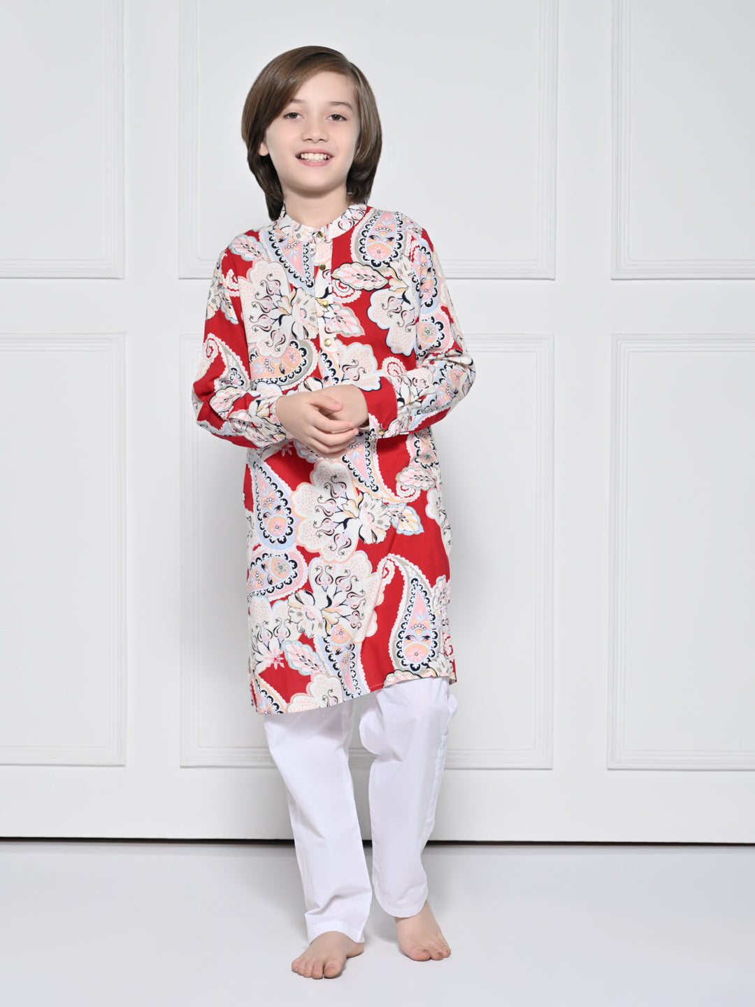 Red paisley – A Red Kurta set for boys