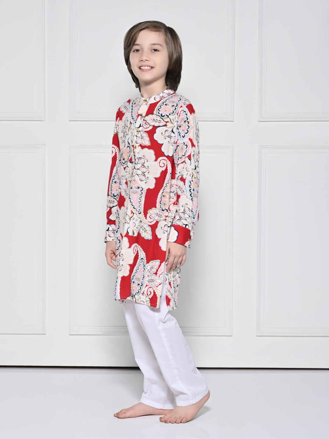 Red paisley – A Red Kurta set for boys