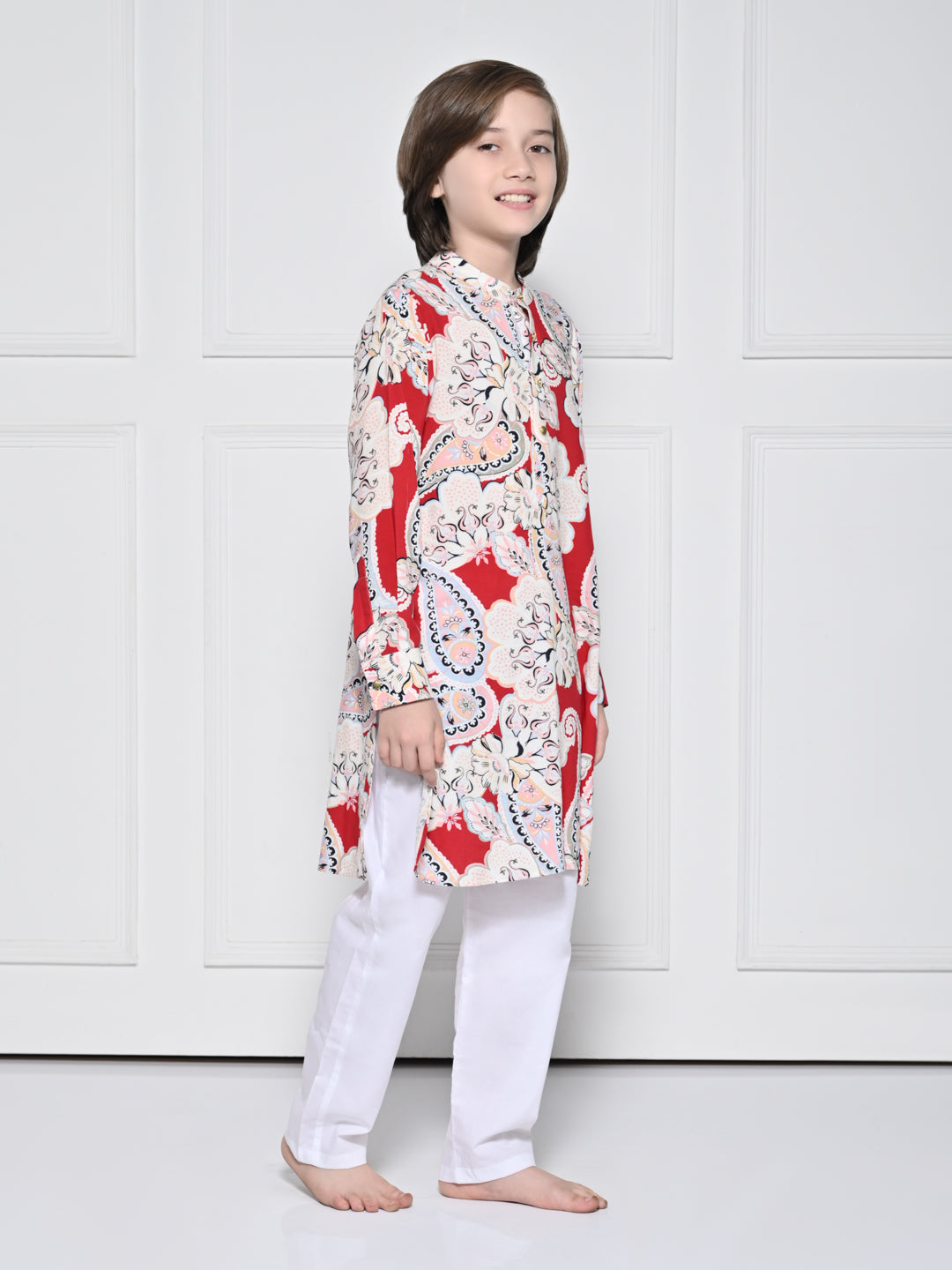 Red paisley – A Red Kurta set for boys