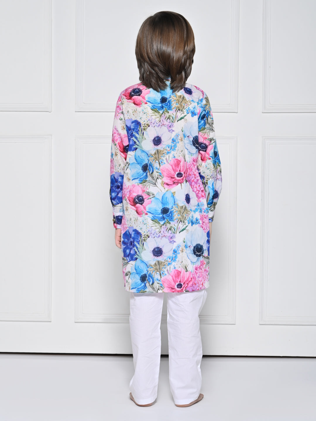 Blue and pink floral  Kurta Pajama Set