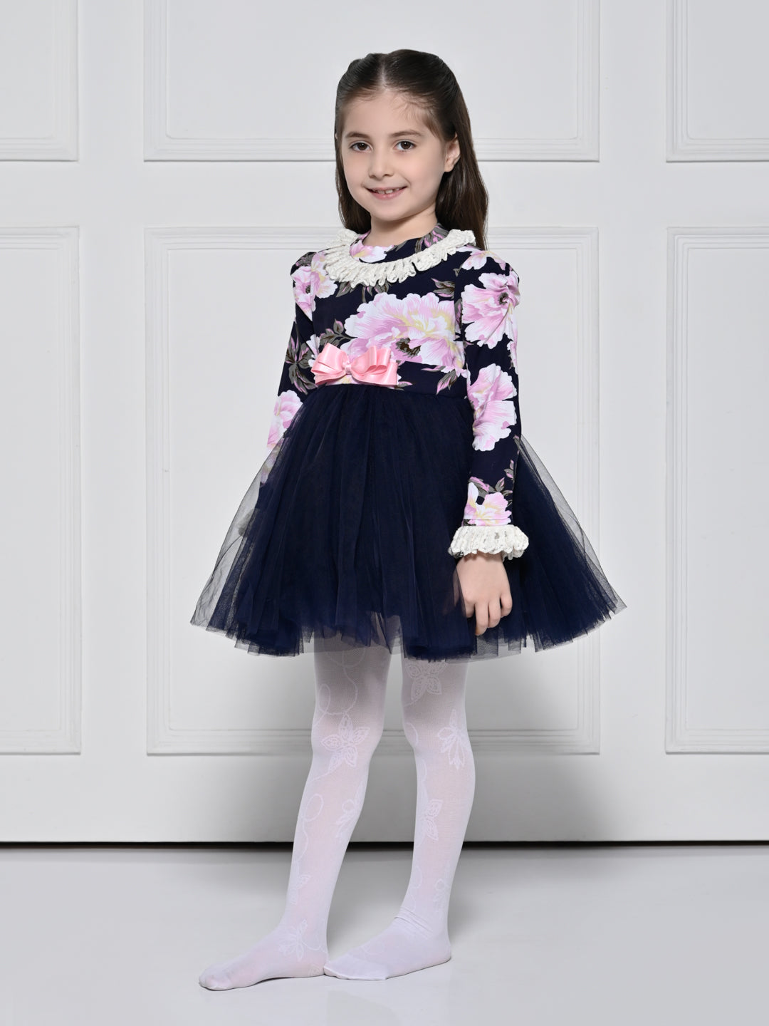 Navy Blue Rose Dress
