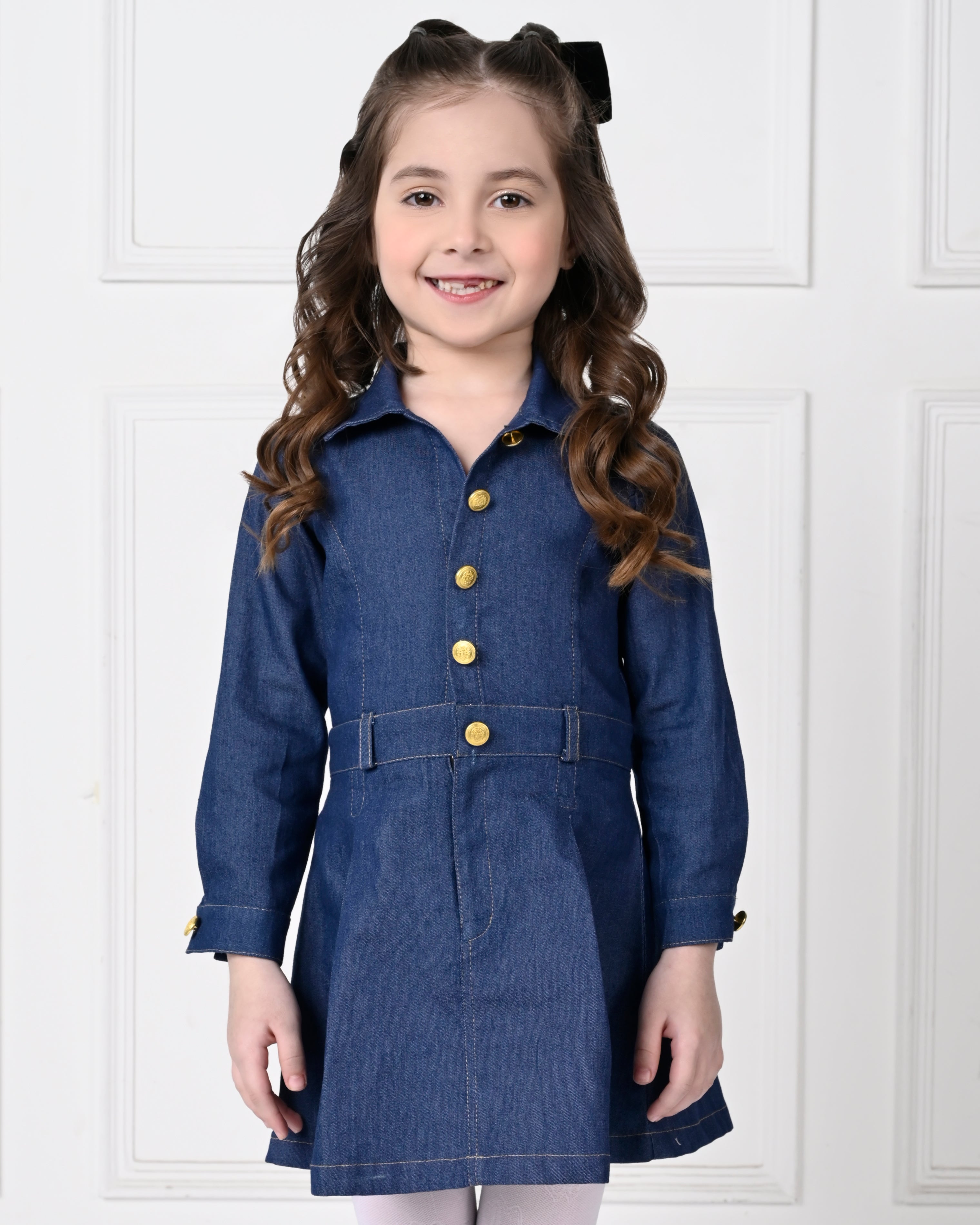 Dark Blue Full  Sleeve Denim Dress