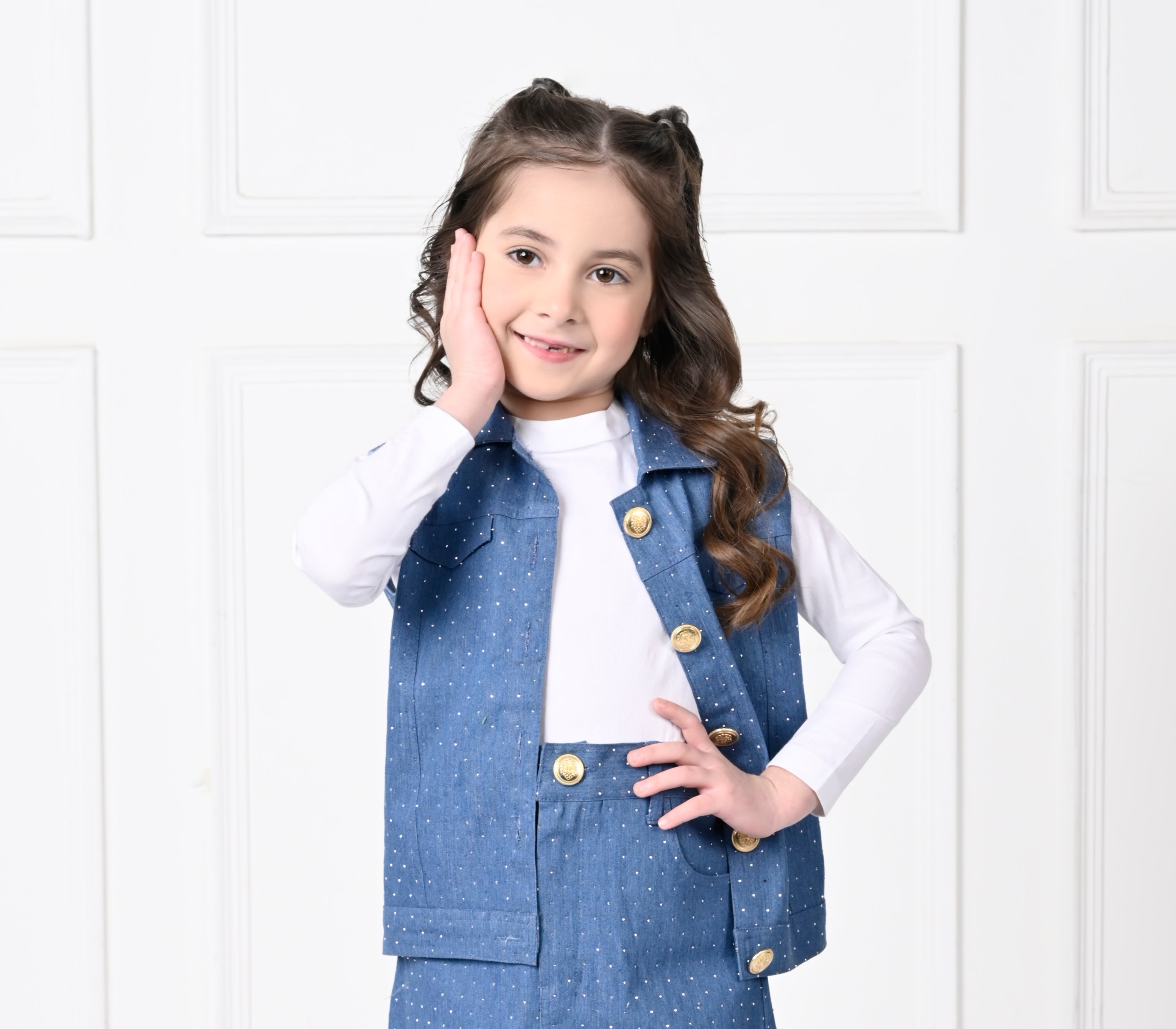 Navy Blue Sleeveless Denim Jacket