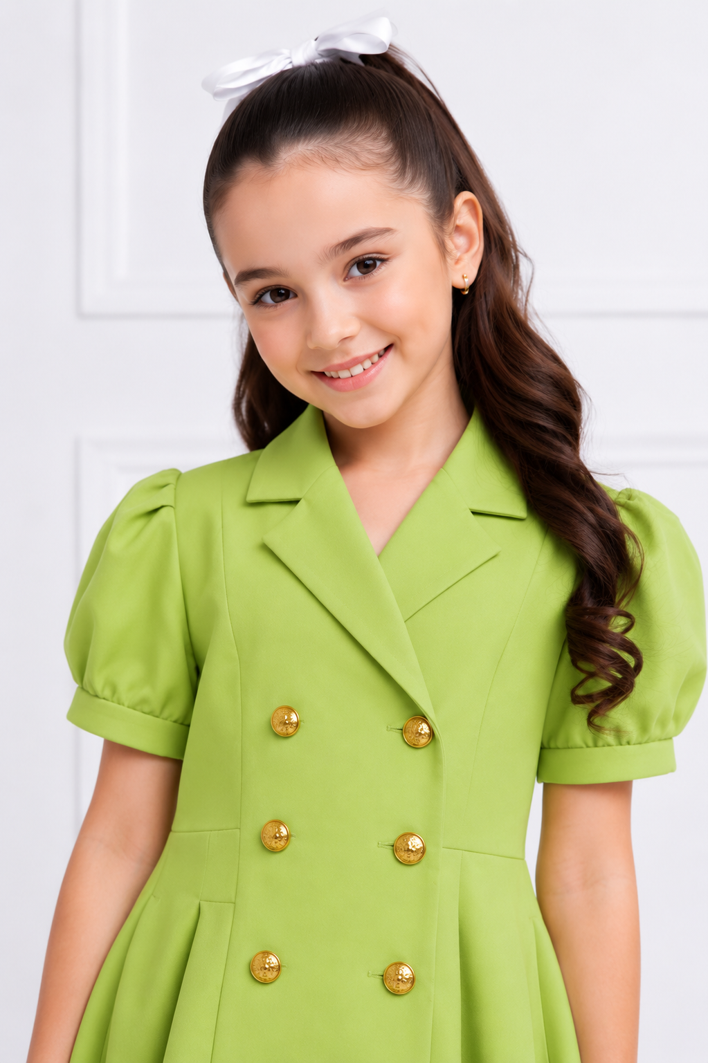 LIGHT GREEN BUTTON  DENIM DRESS