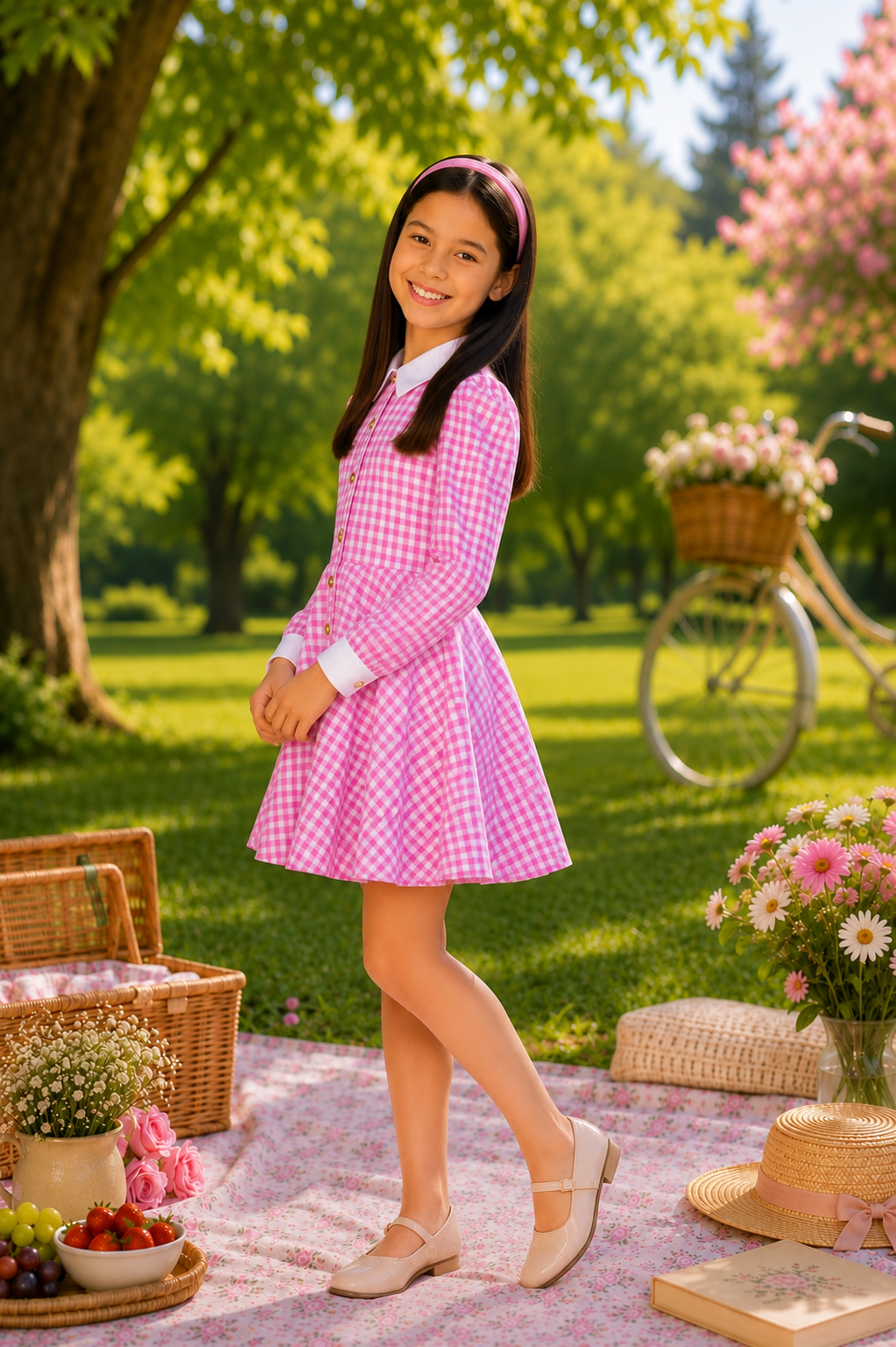 PINK CHECK SHIRT DRESS