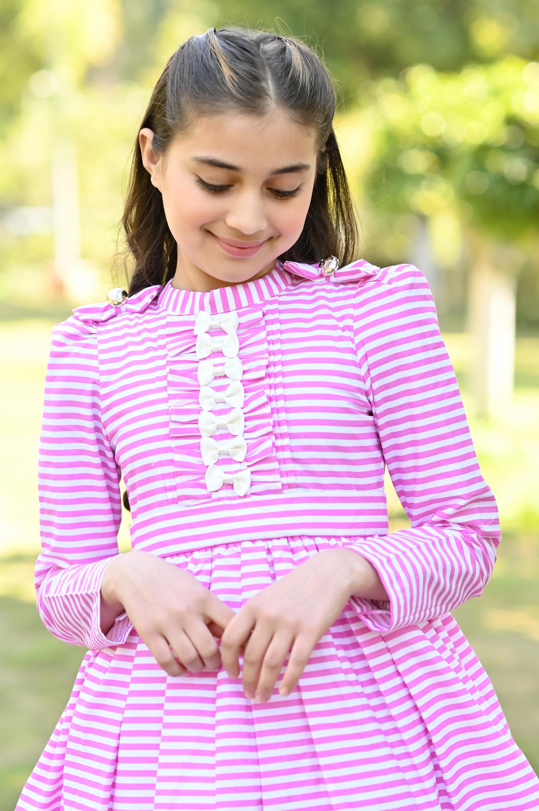 Pink and white striped dress hotsell