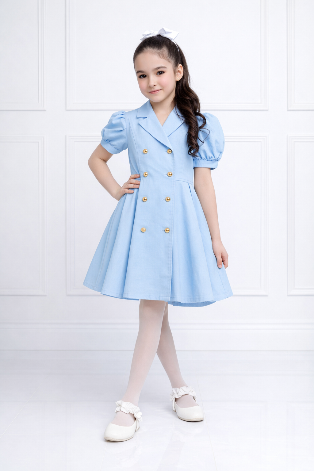 BLUE BUTTON DENIM DRESS
