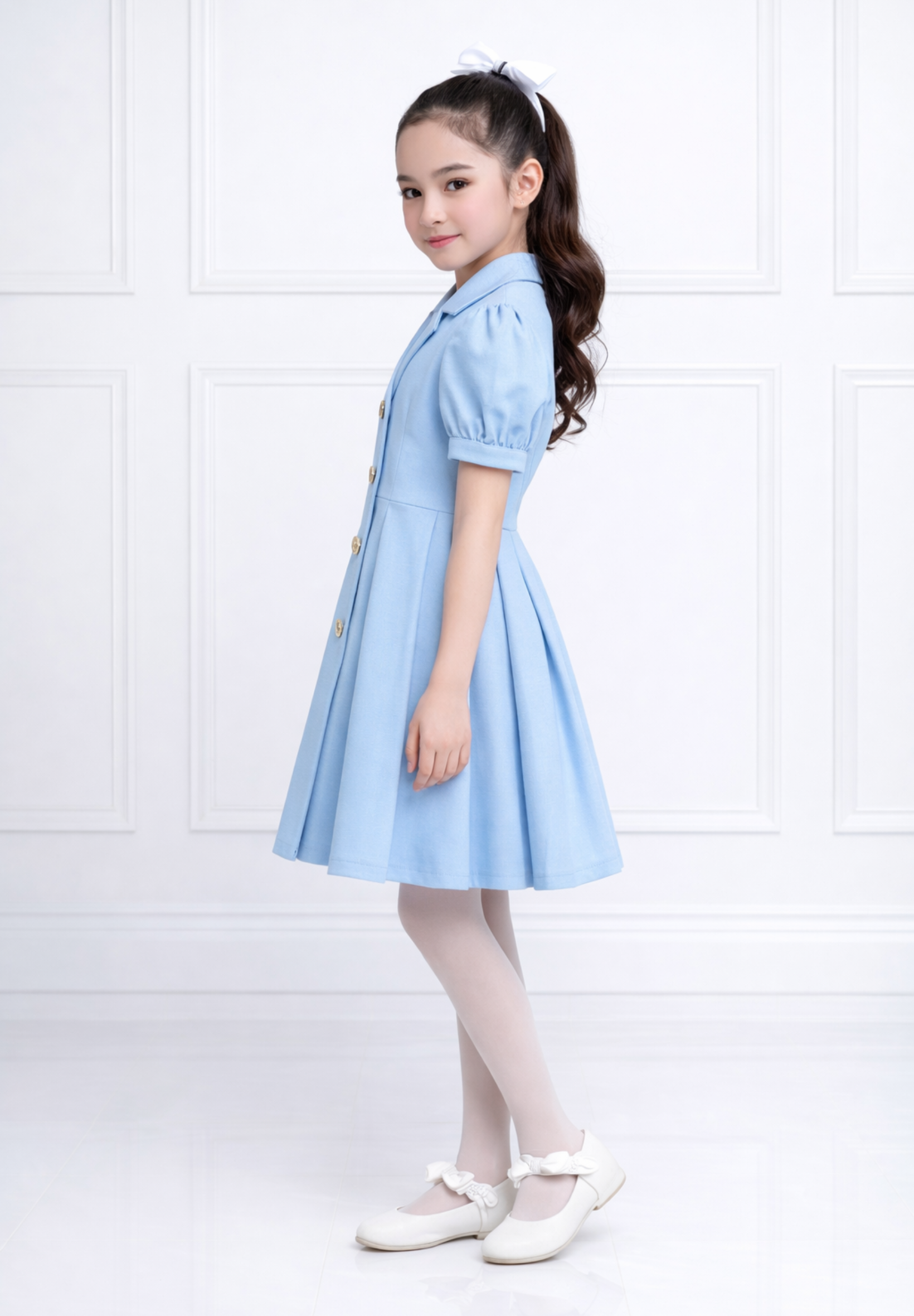 BLUE BUTTON DENIM DRESS