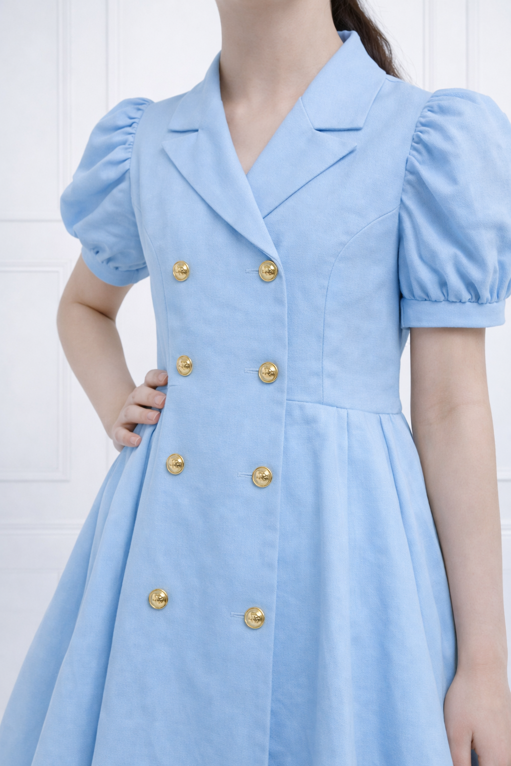 BLUE BUTTON DENIM DRESS