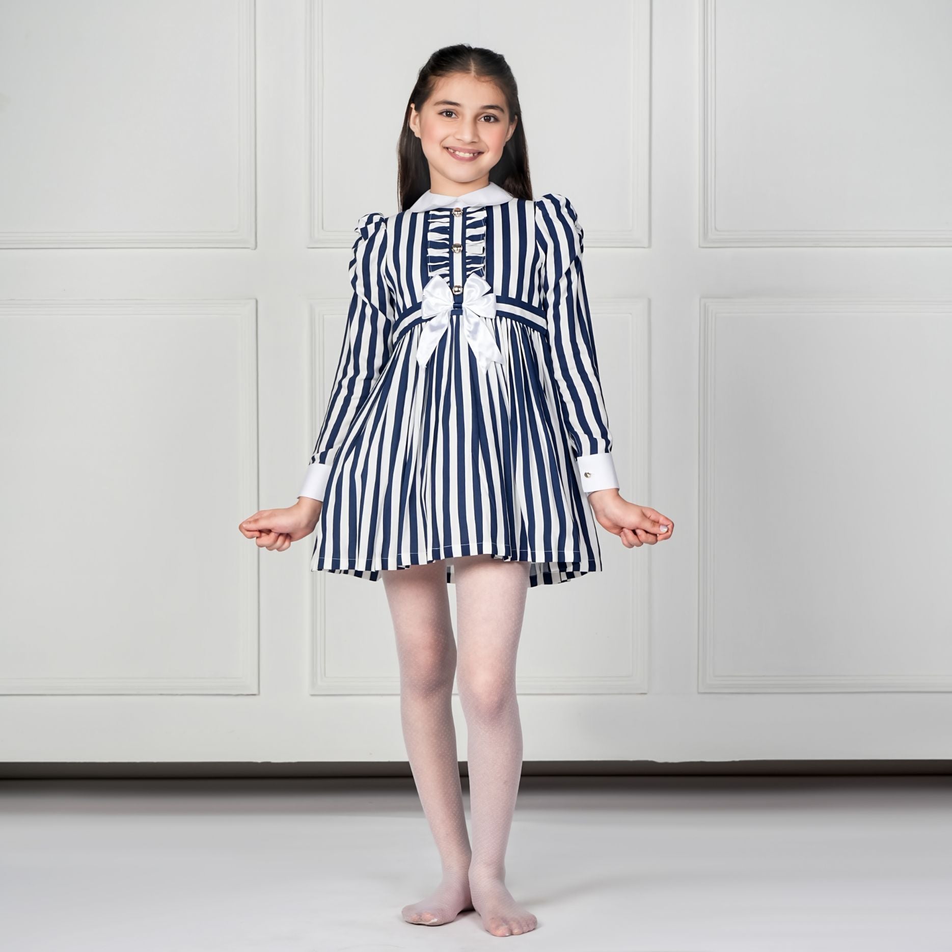 NAVY RIBBON DRESS