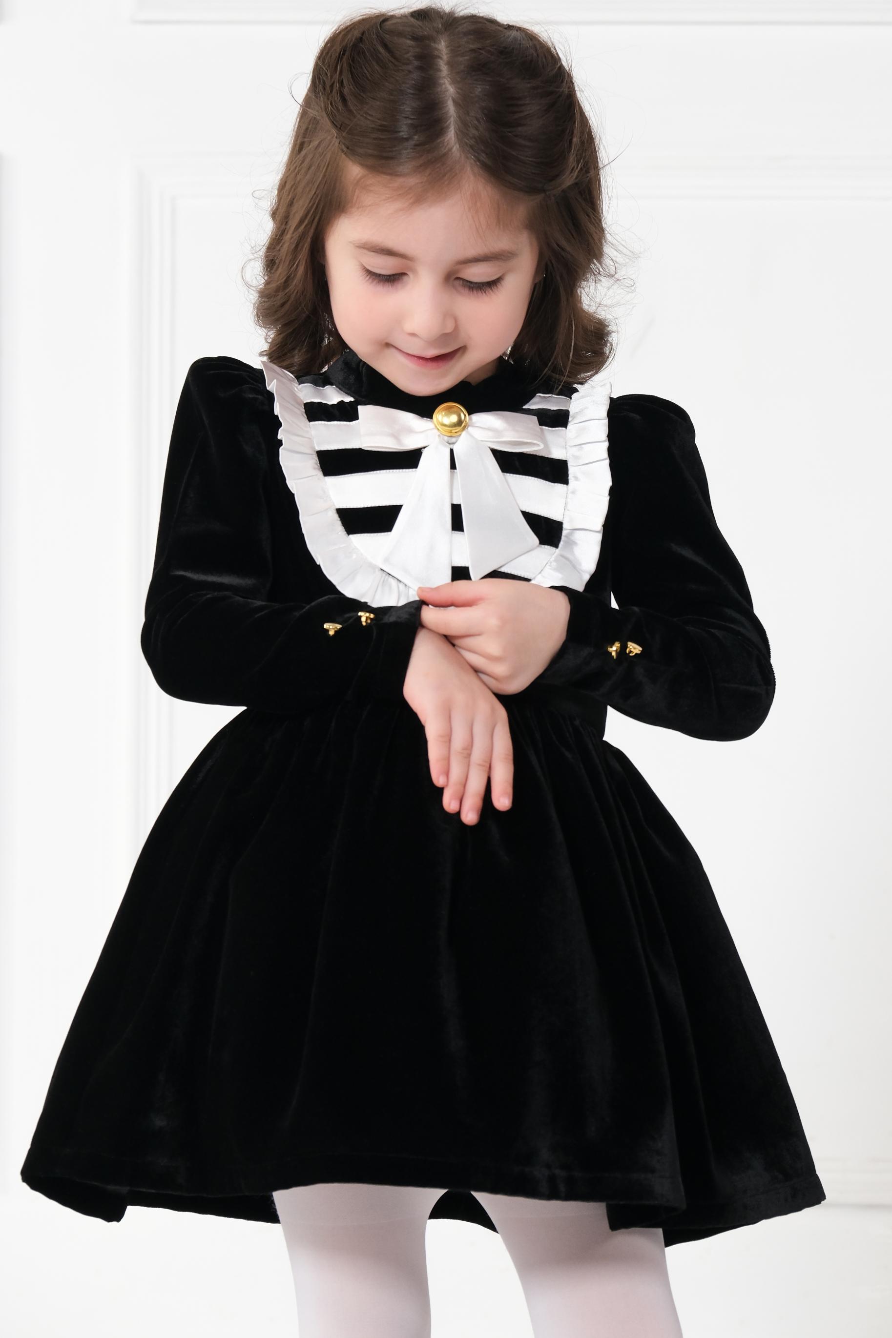 Black and white velvet dress sale