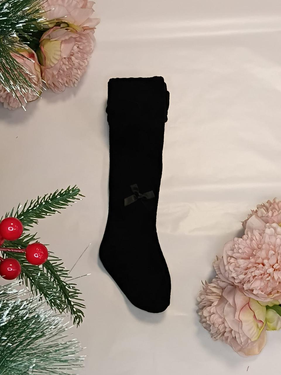Black woollen stockings with black bow
